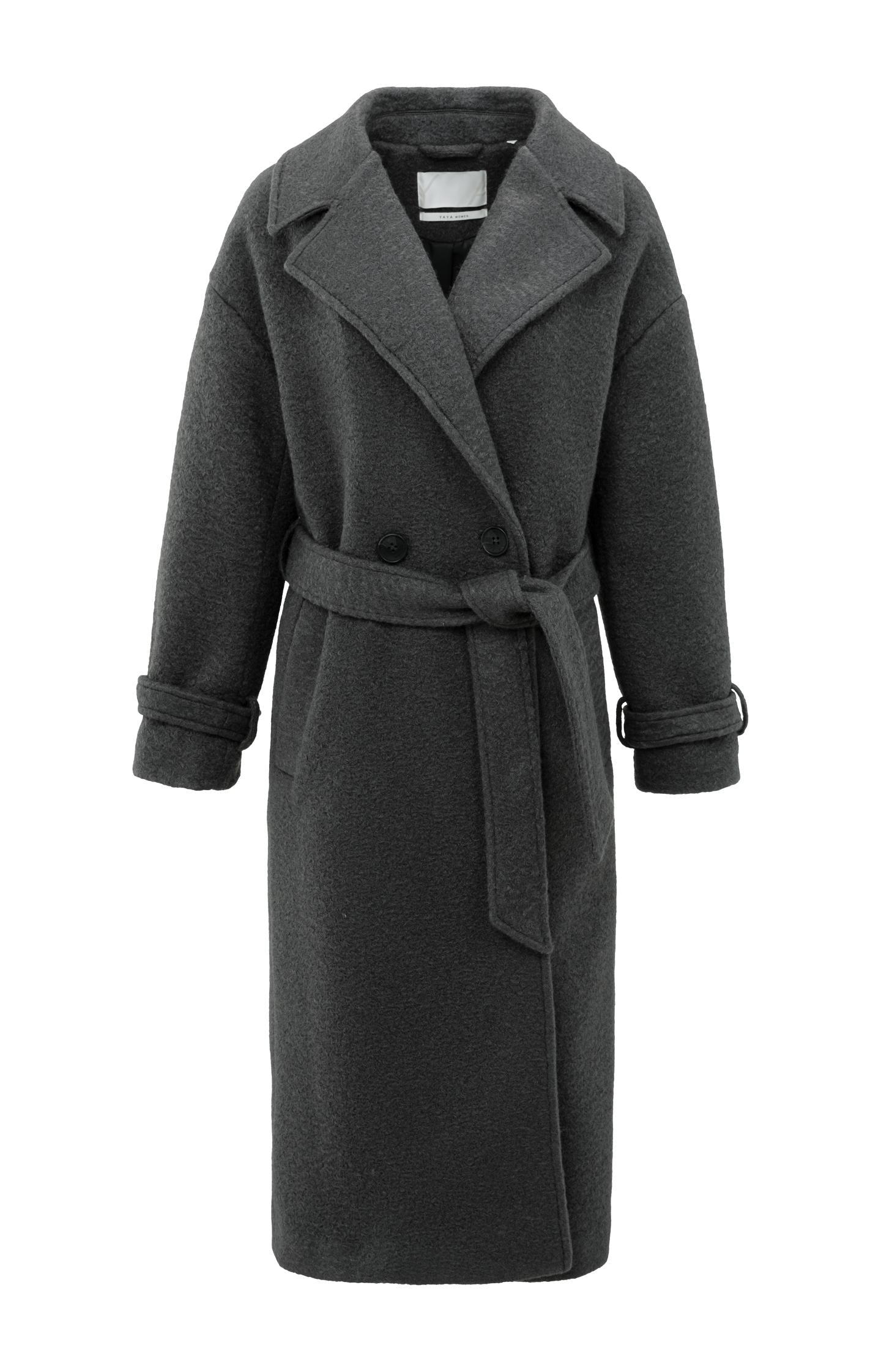 Long bouclé coat with belt and oversized fit - Type: product