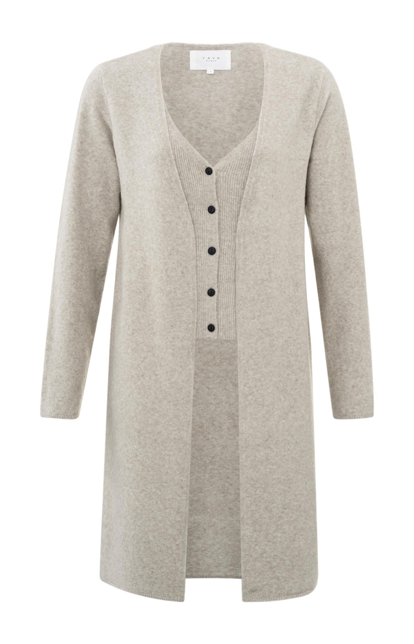 Long cardigan with attached vest, long sleeves and a V-neck - Type: product