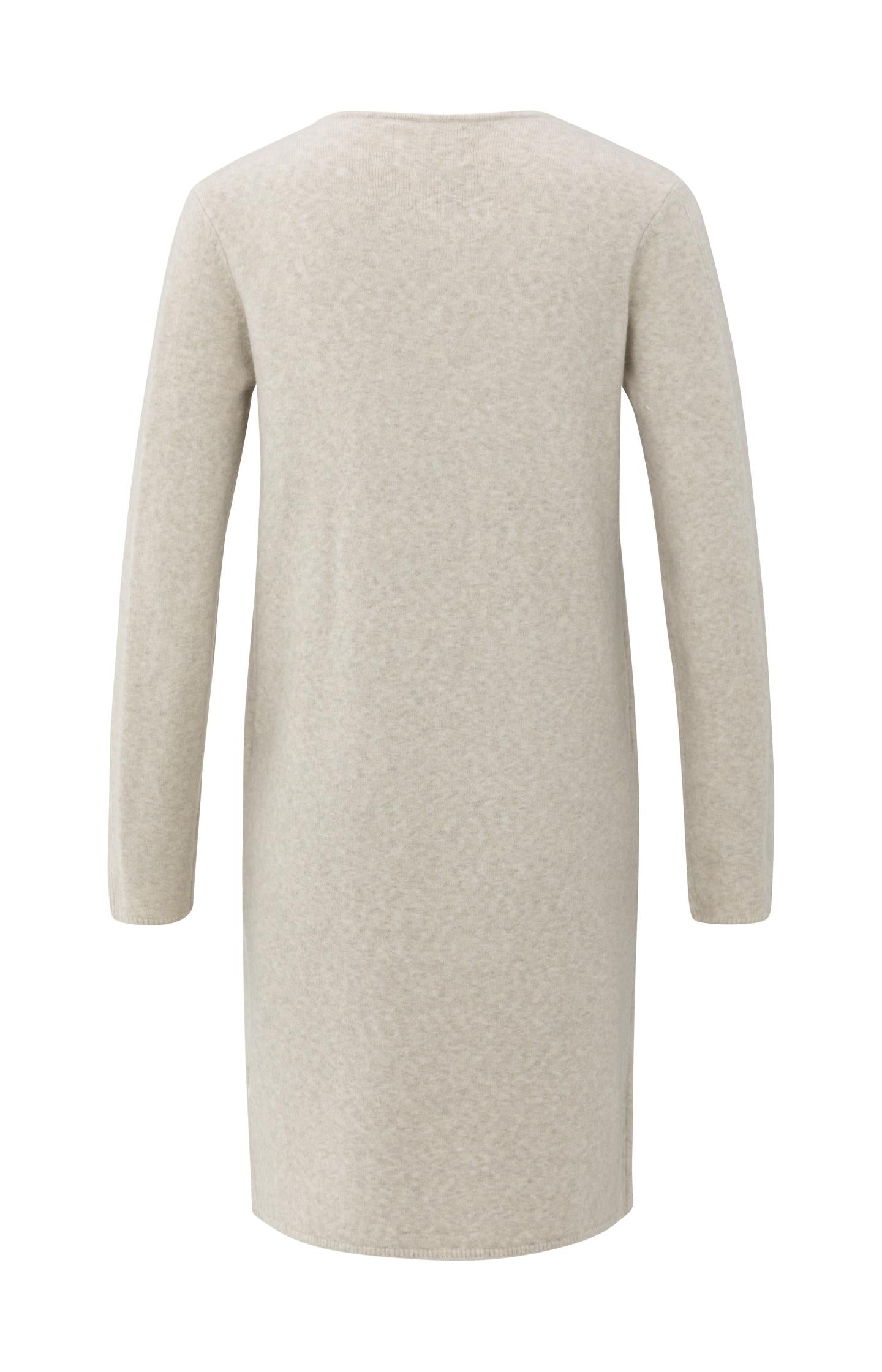 Long cardigan with cable-knit gilet layer