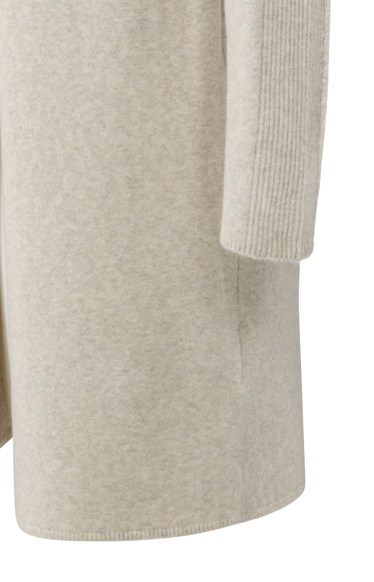 Long cardigan with cable-knit gilet layer
