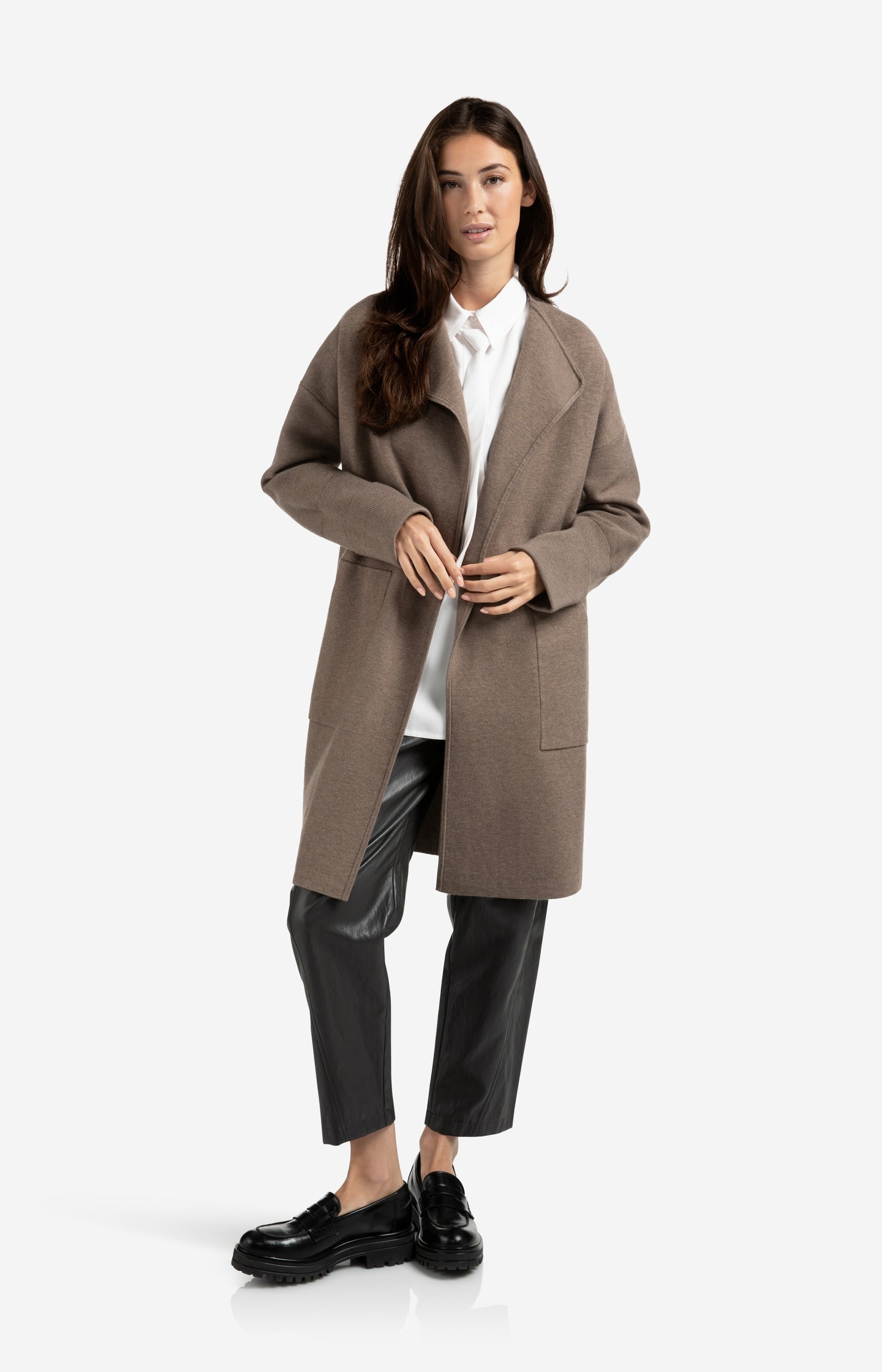 Long coatigan with patch pockets