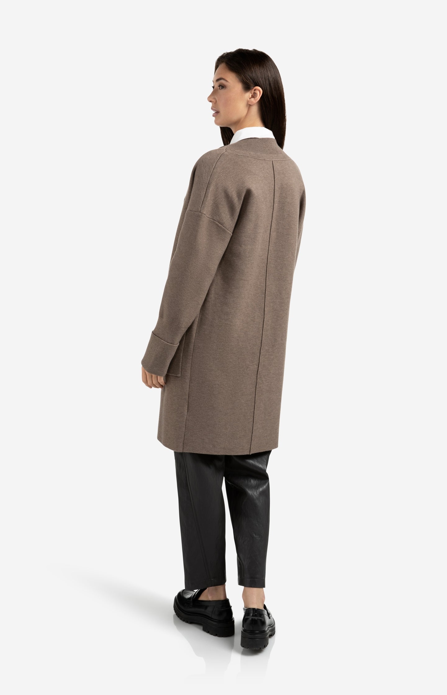 Long coatigan with patch pockets