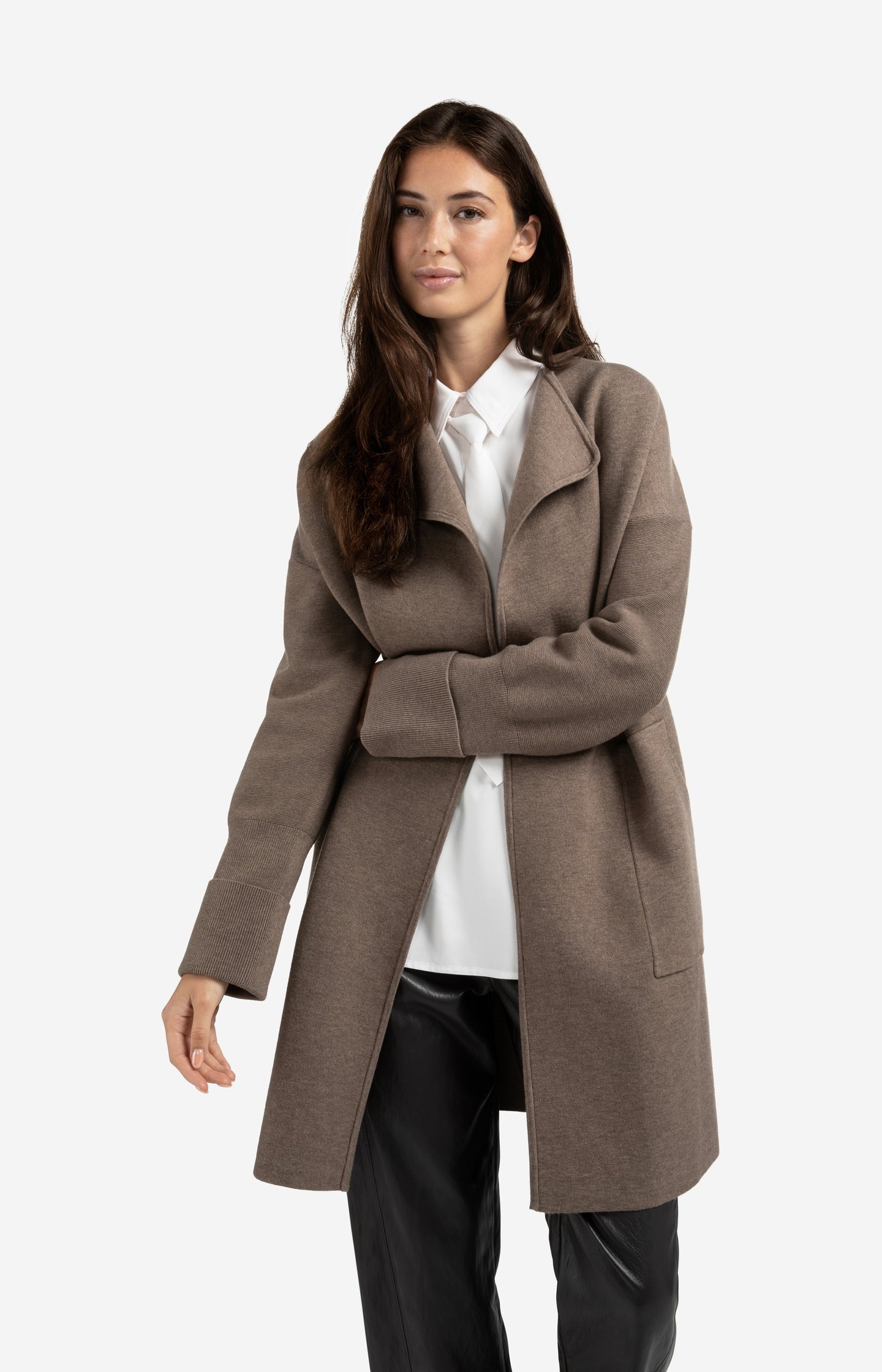 Long coatigan with patch pockets