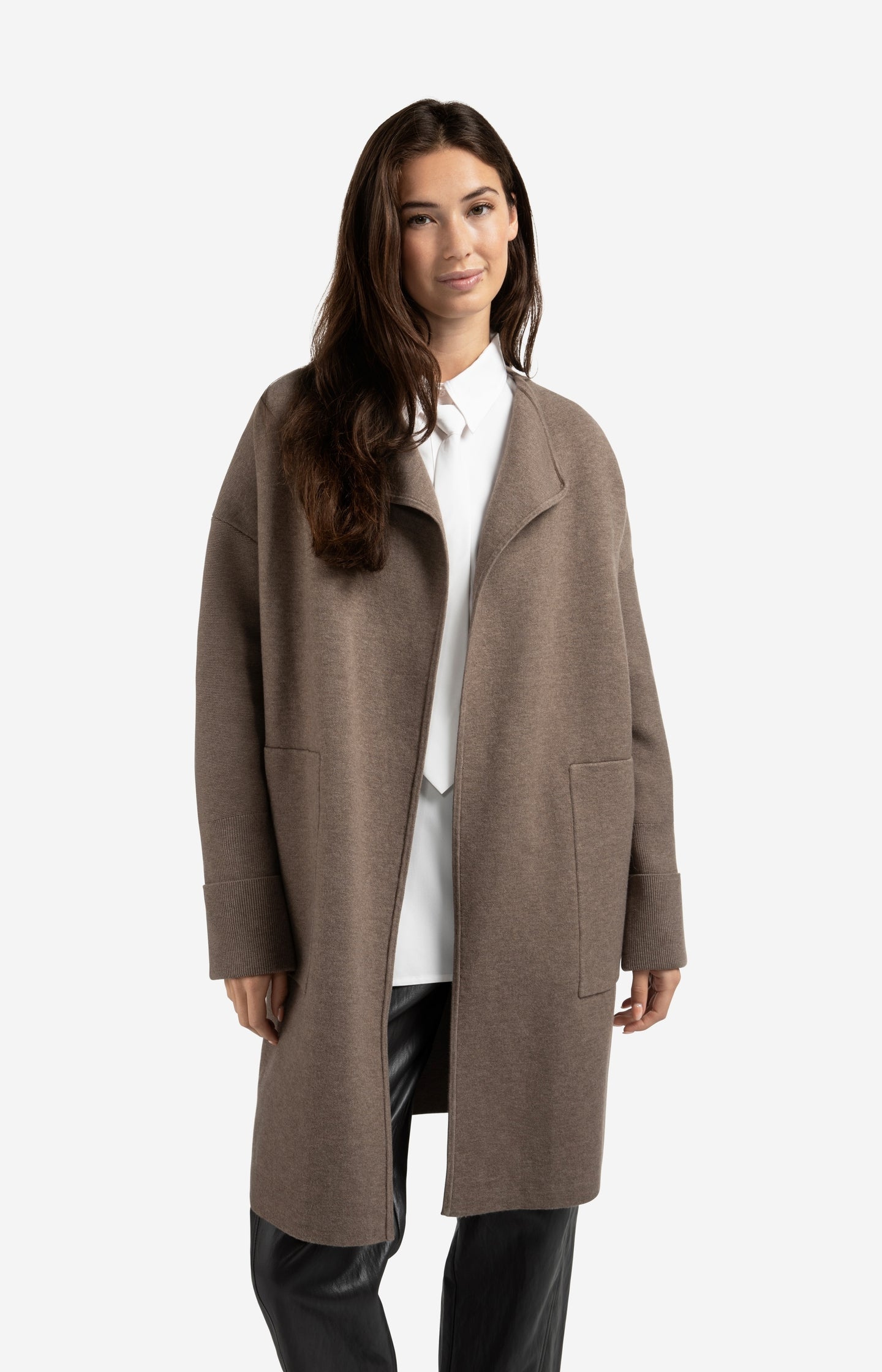 Long coatigan with patch pockets