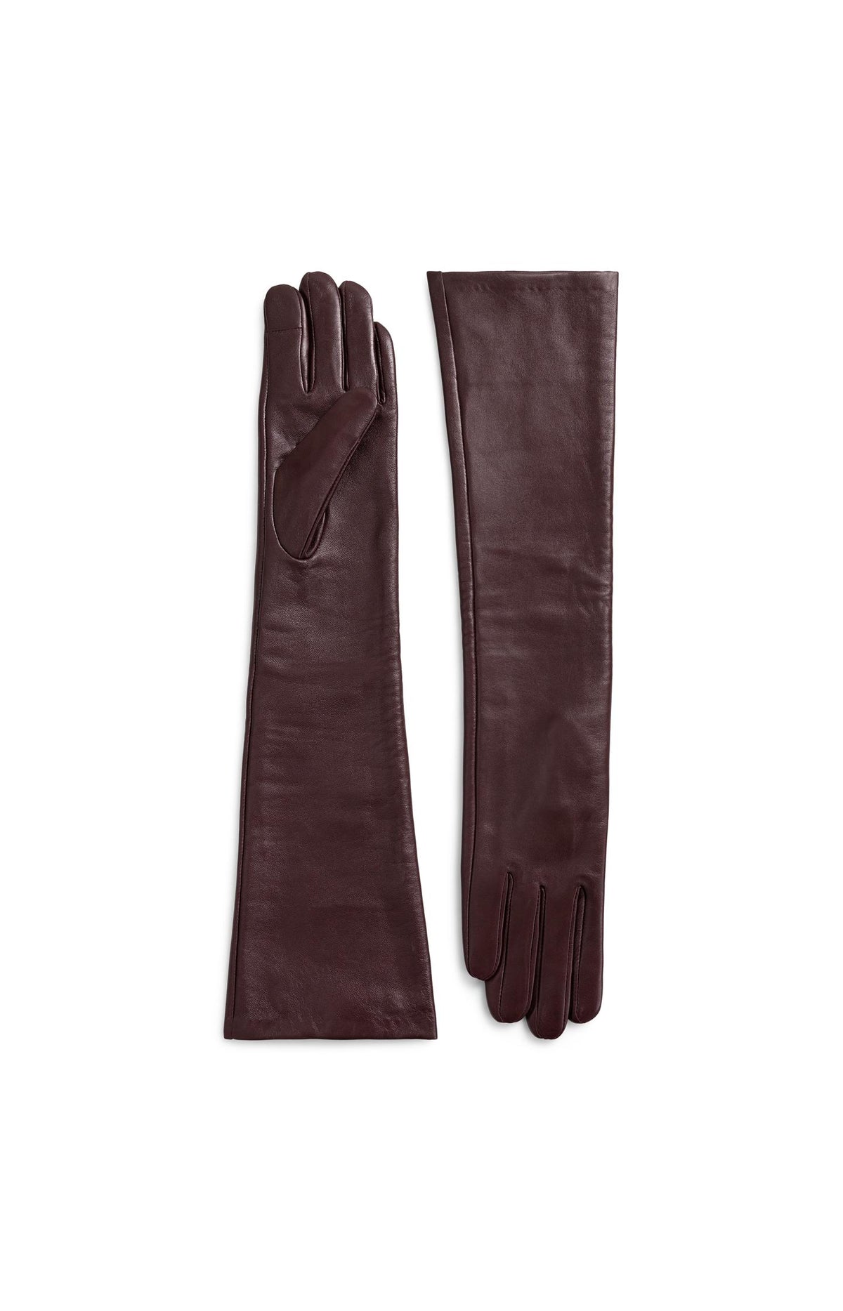 Long leather gloves - Bitter Chocolate Red