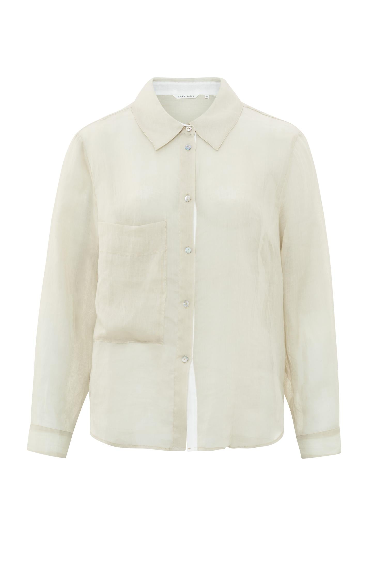 Long-sleeve blouse with a chest pocket - Type: product