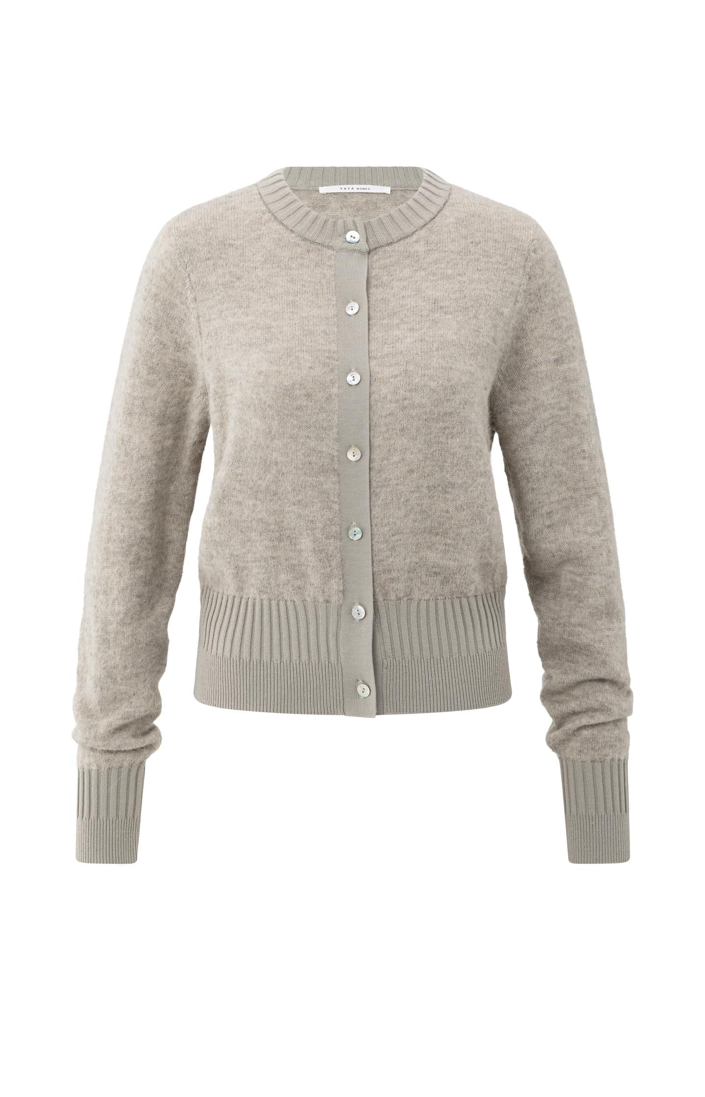 Long sleeve cardigan with double rib details - Type: product