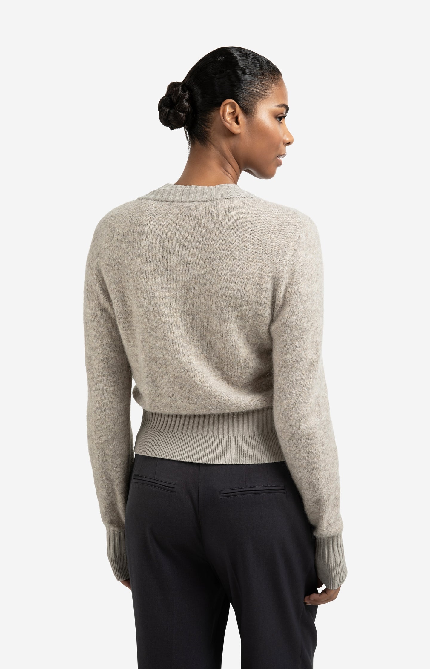 Long sleeve cardigan with double rib details