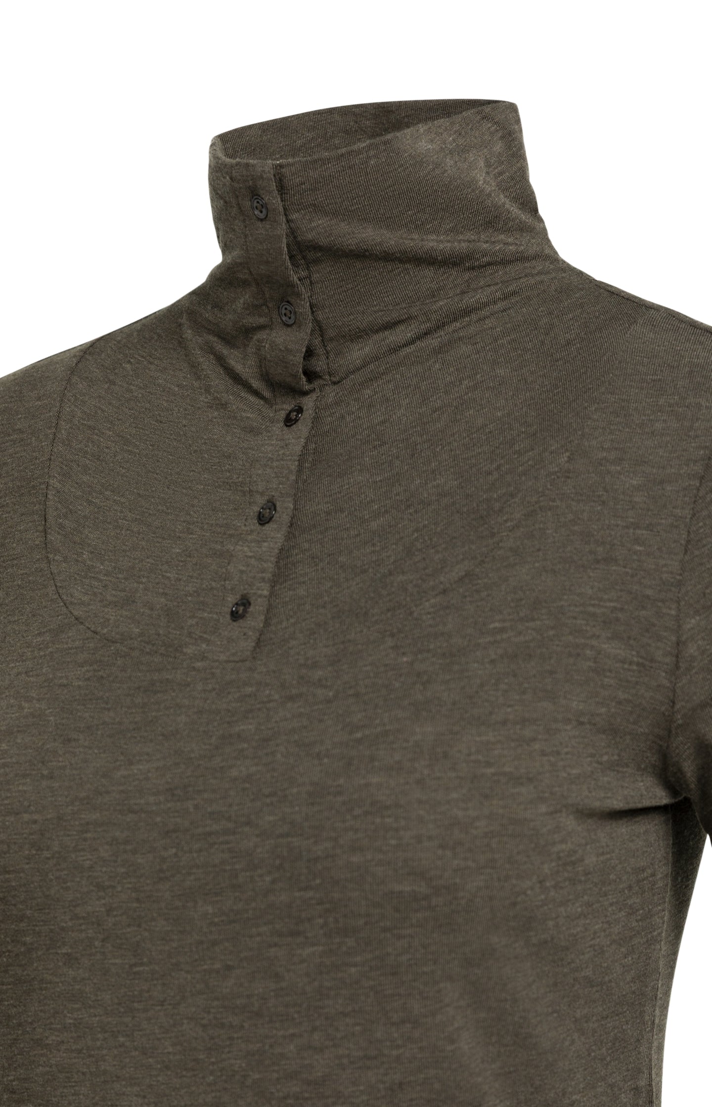 Long sleeve jersey top with buttoned high neck - Type: product