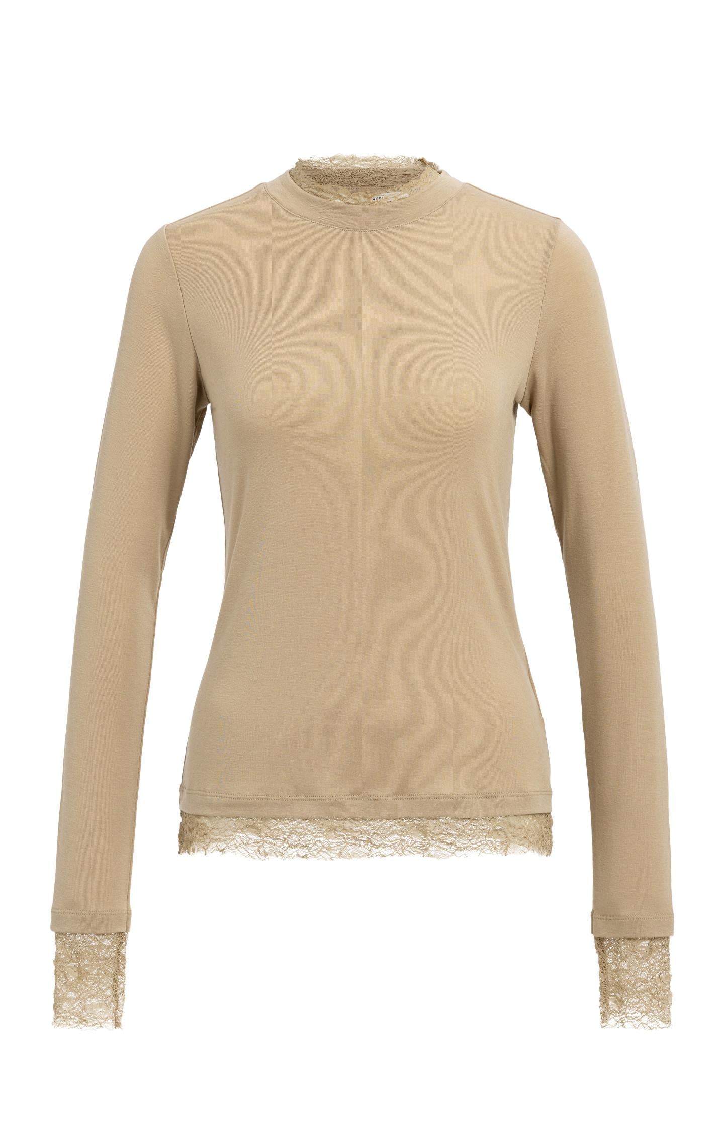 Long sleeve jersey top with lace details