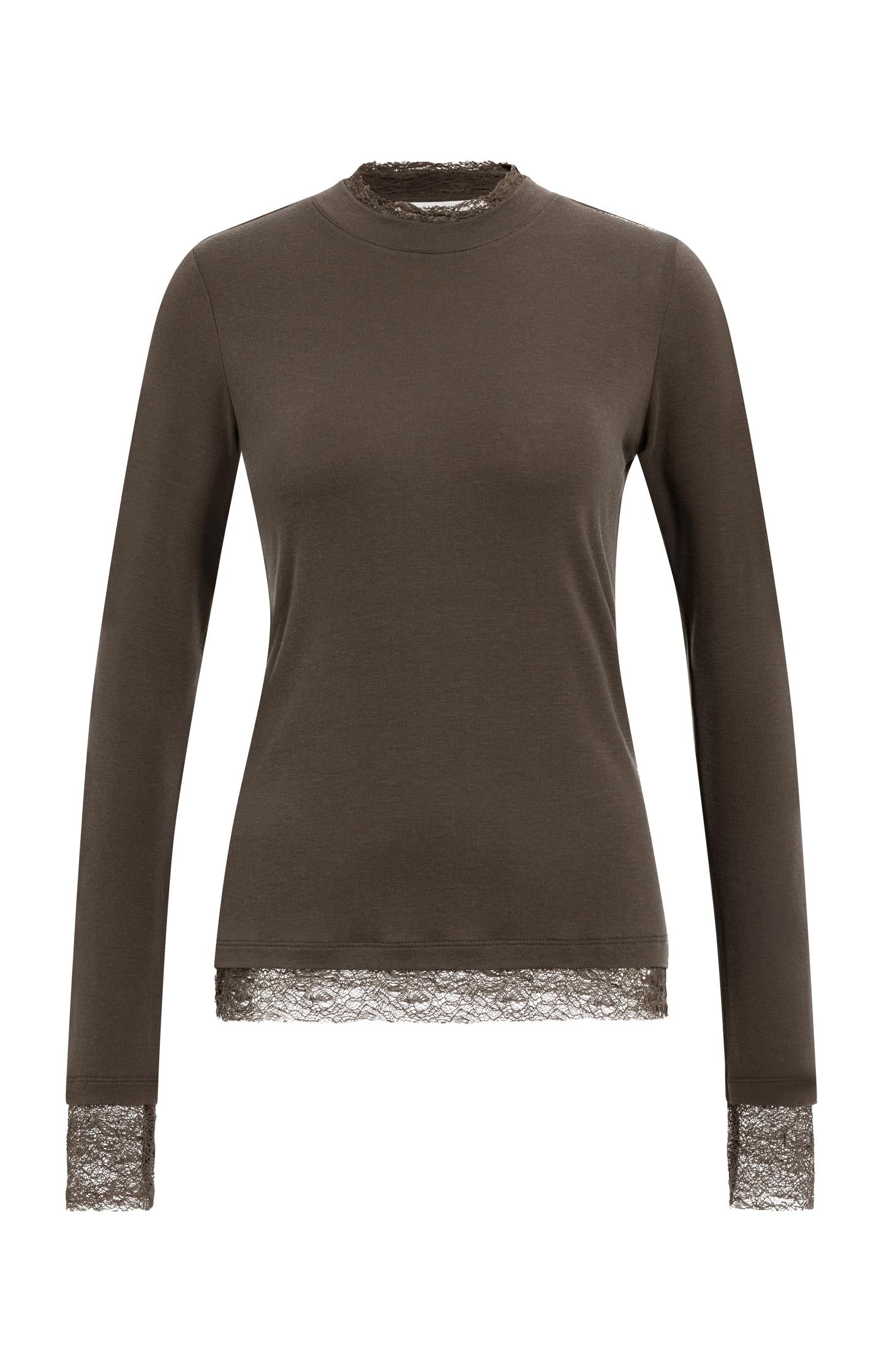 Long sleeve jersey top with lace details