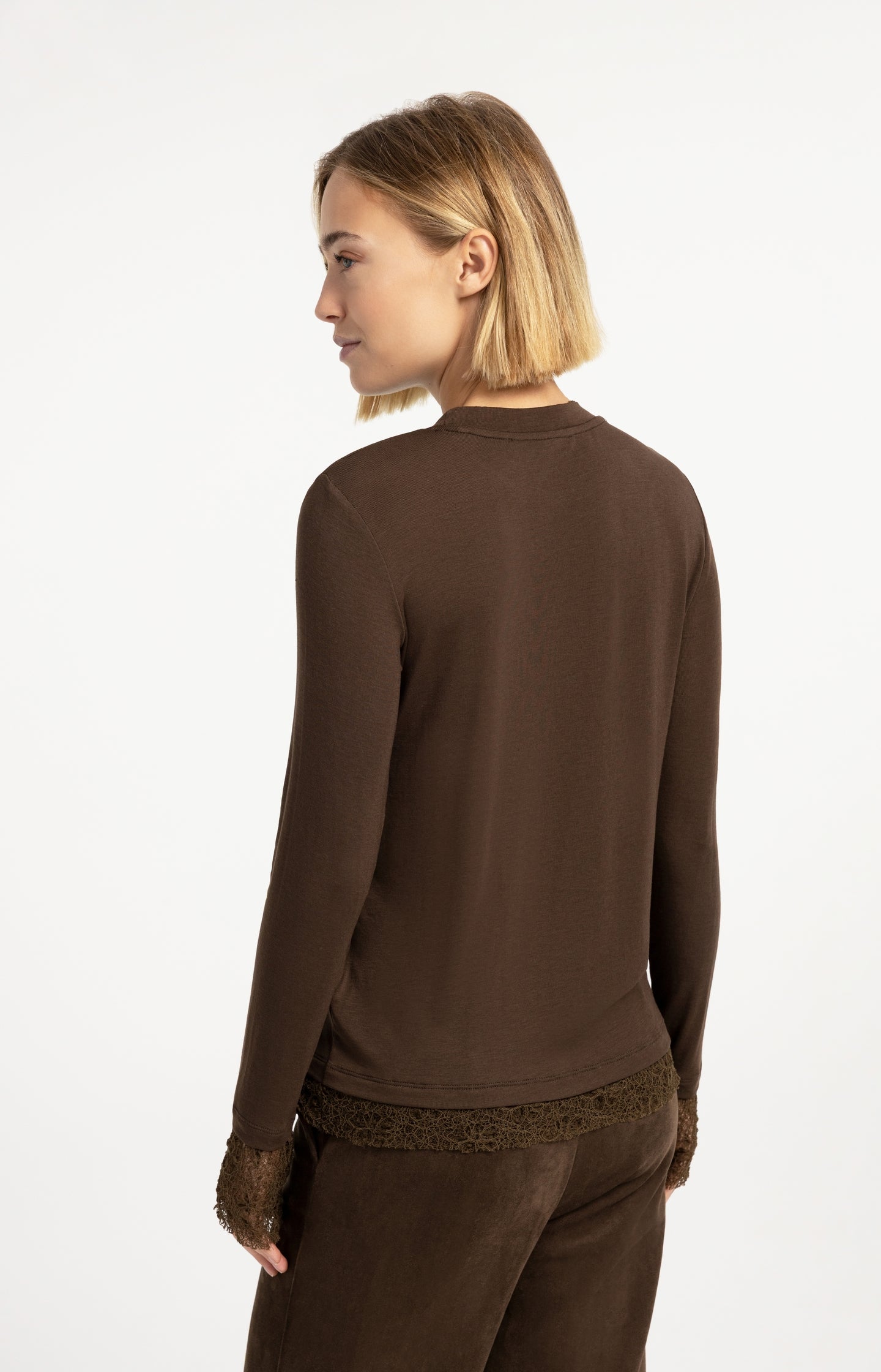 Long sleeve jersey top with lace details