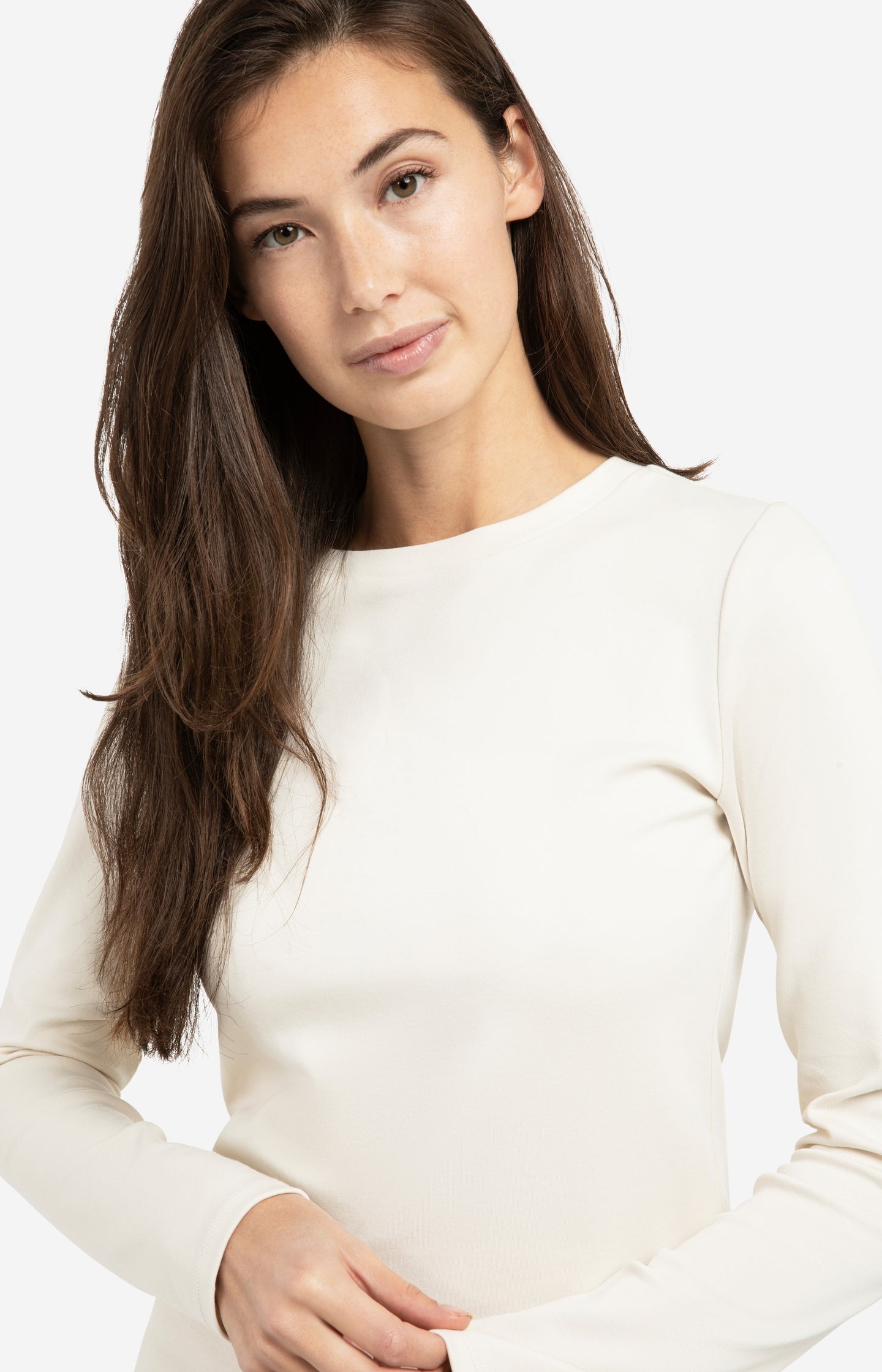 Long sleeve shirt in heavy cotton with round neckline - Type: lookbook