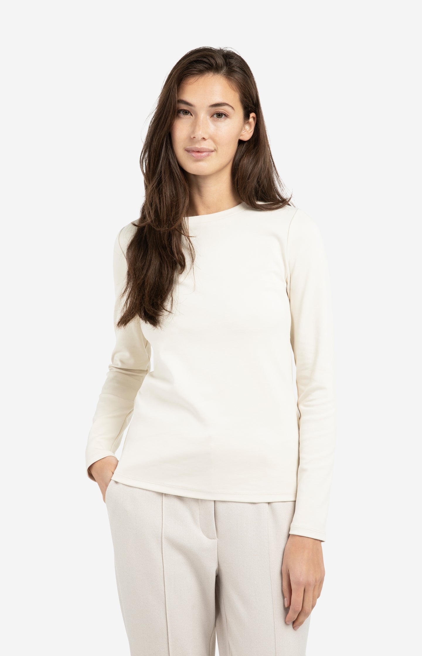 Long sleeve shirt in heavy cotton with round neckline - Type: lookbook