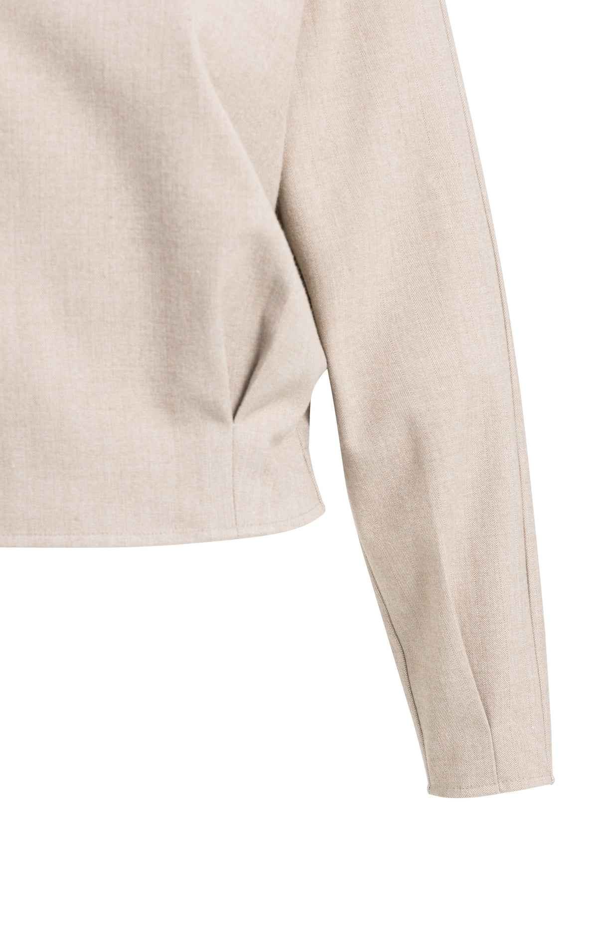 Long sleeve top with blouson hem - Beige Melange