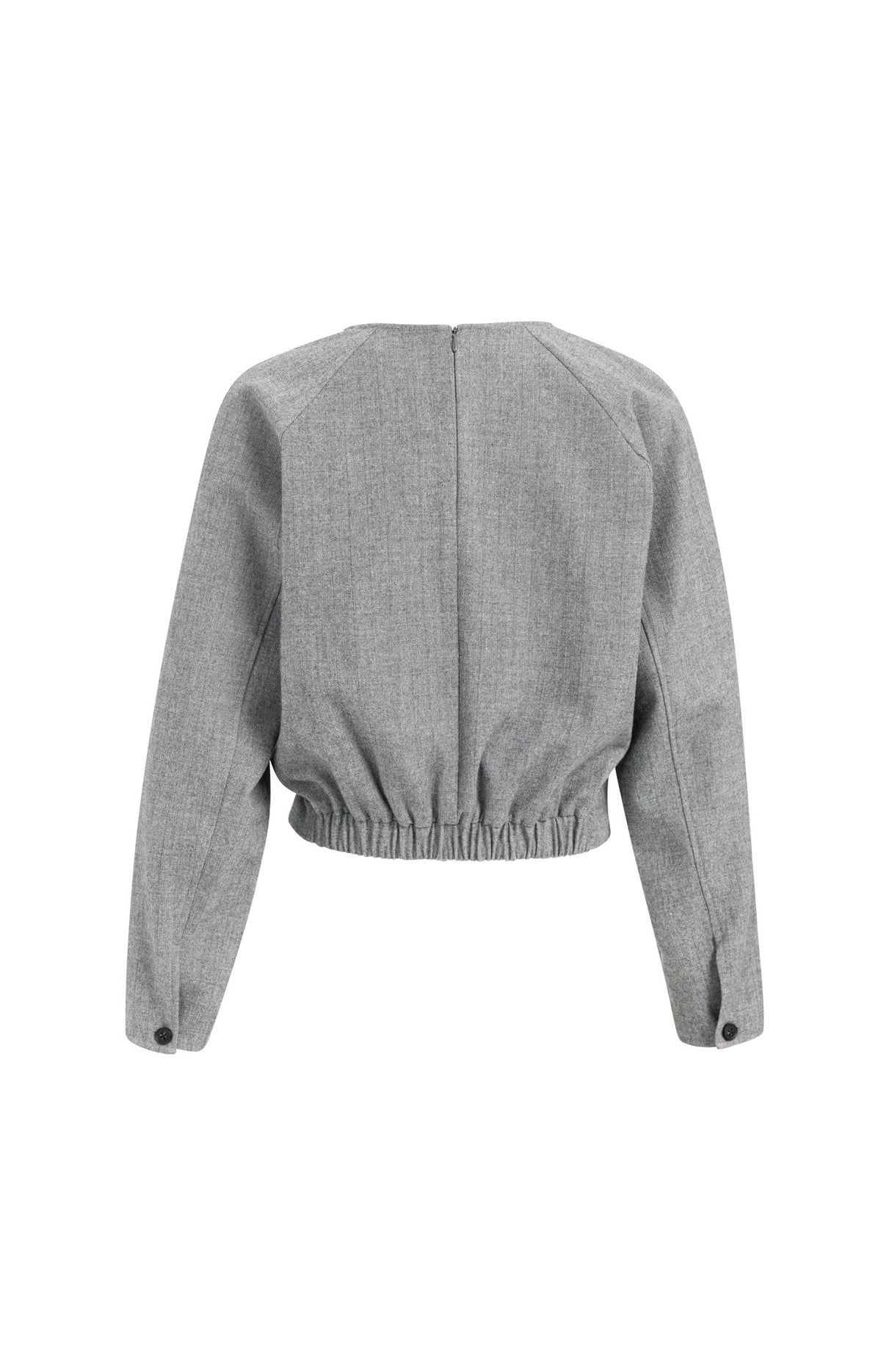 Long sleeve top with blouson hem - Medium Grey Melange
