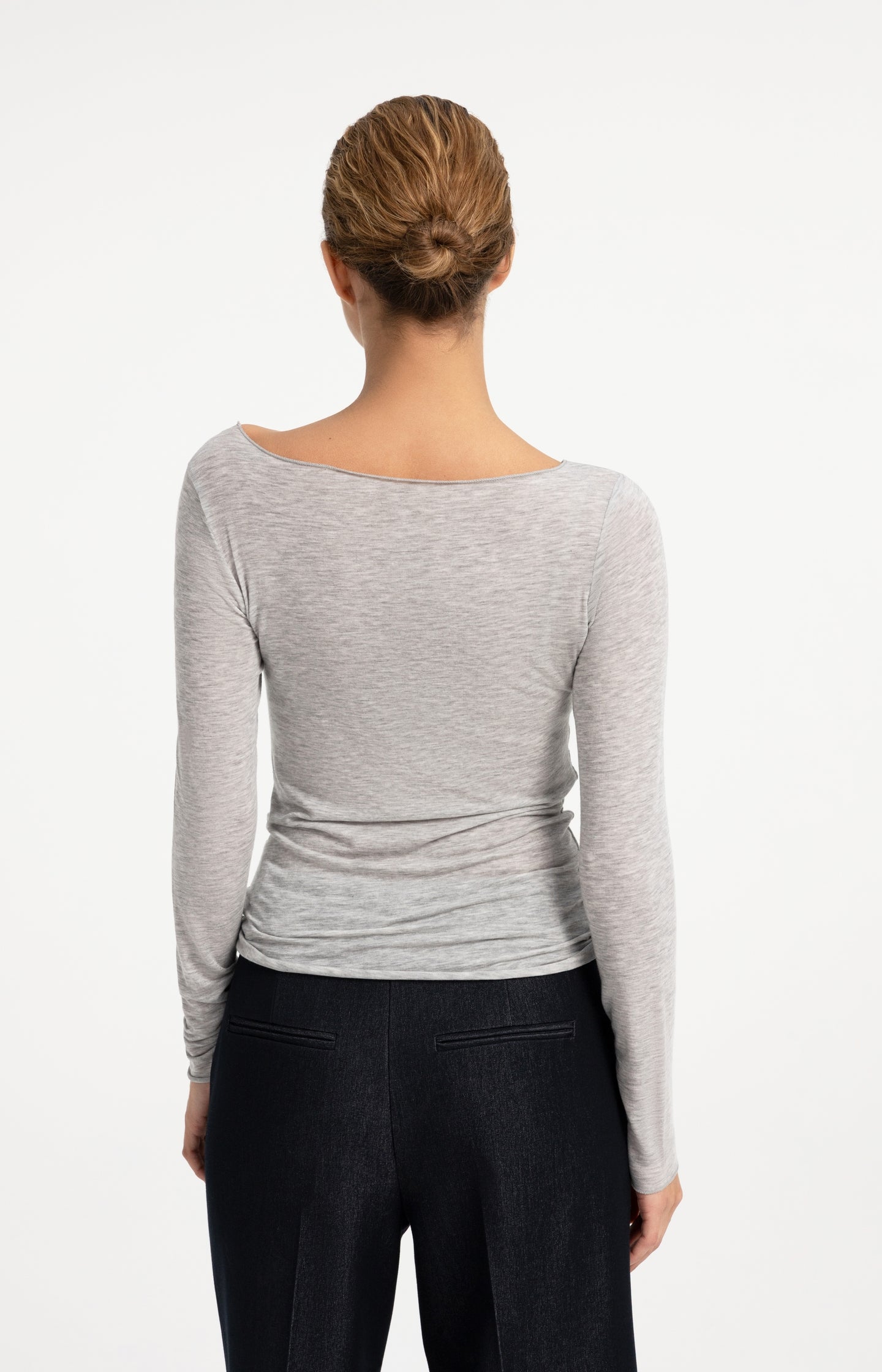 Long sleeve top with boat neck