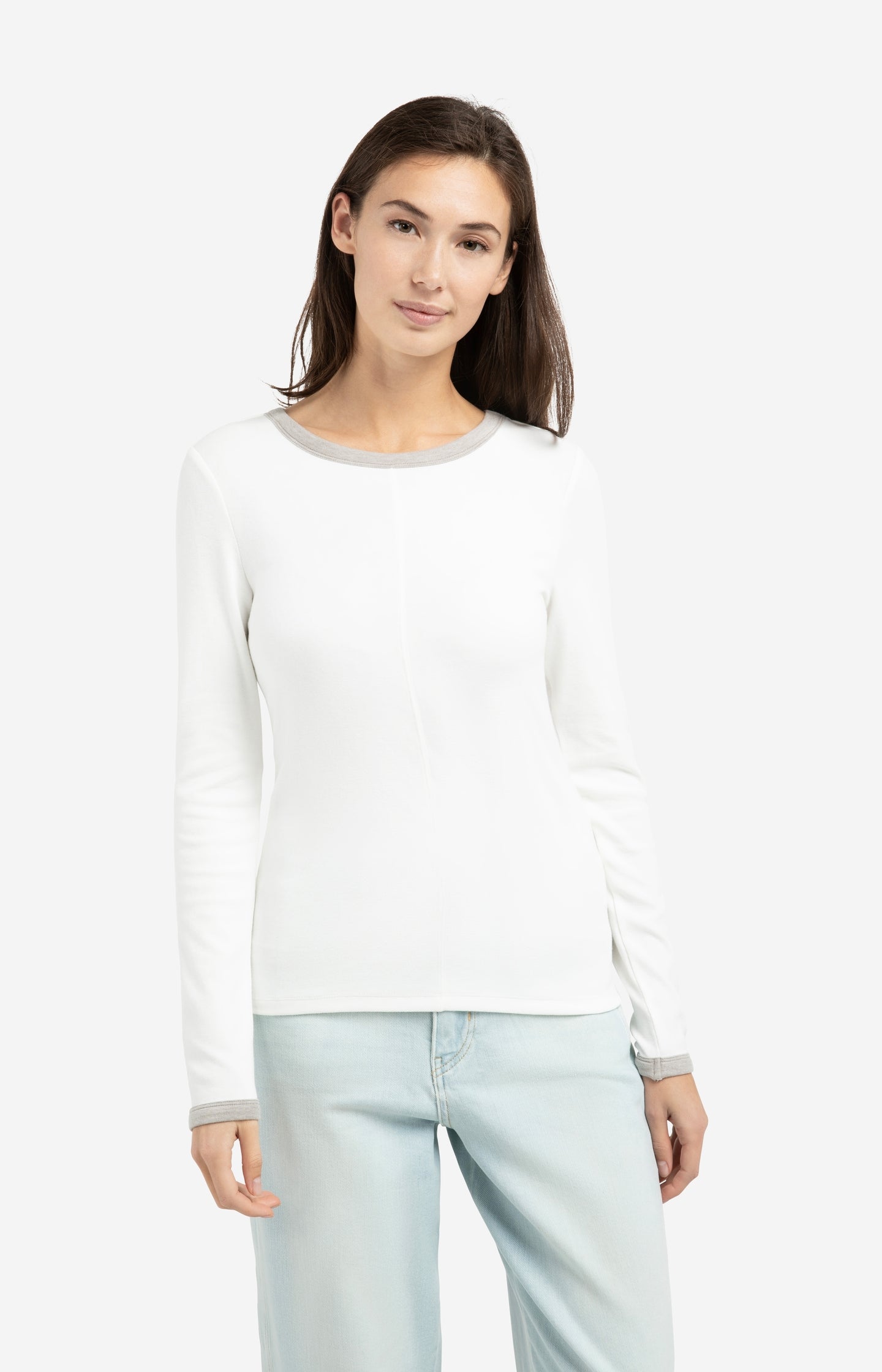 Long sleeve top with contrast trims
