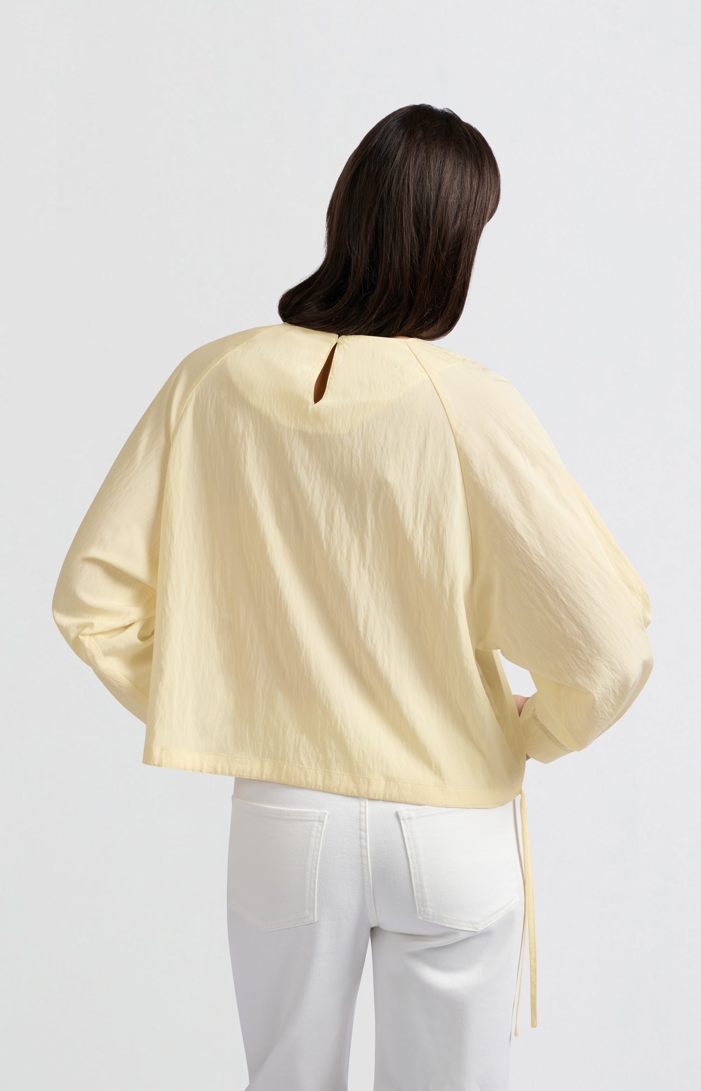 Long-sleeve top with drawcord and loose fit