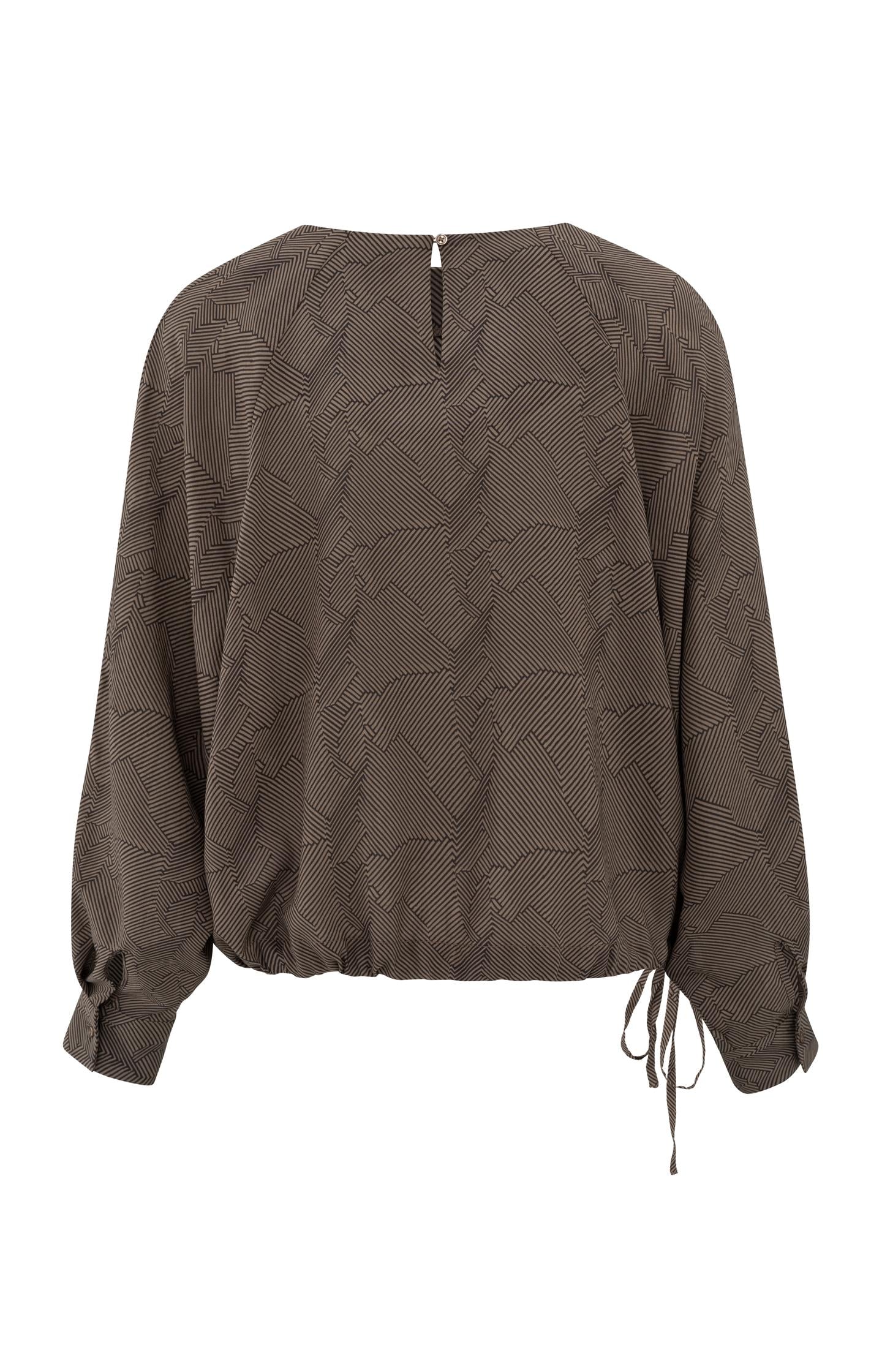 Long-sleeve top with print and drawcord