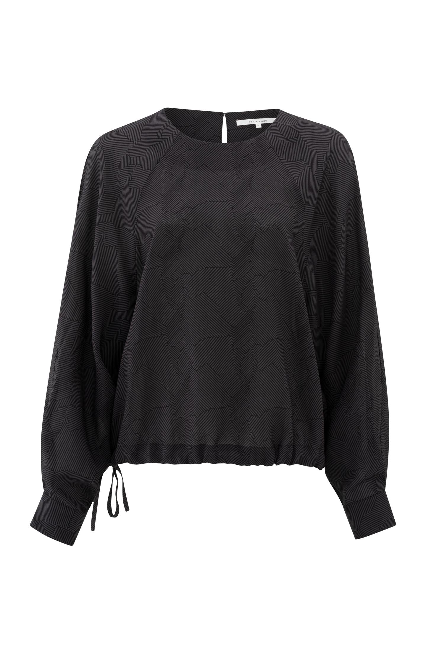 Long-sleeve top with print and drawcord - Type: product