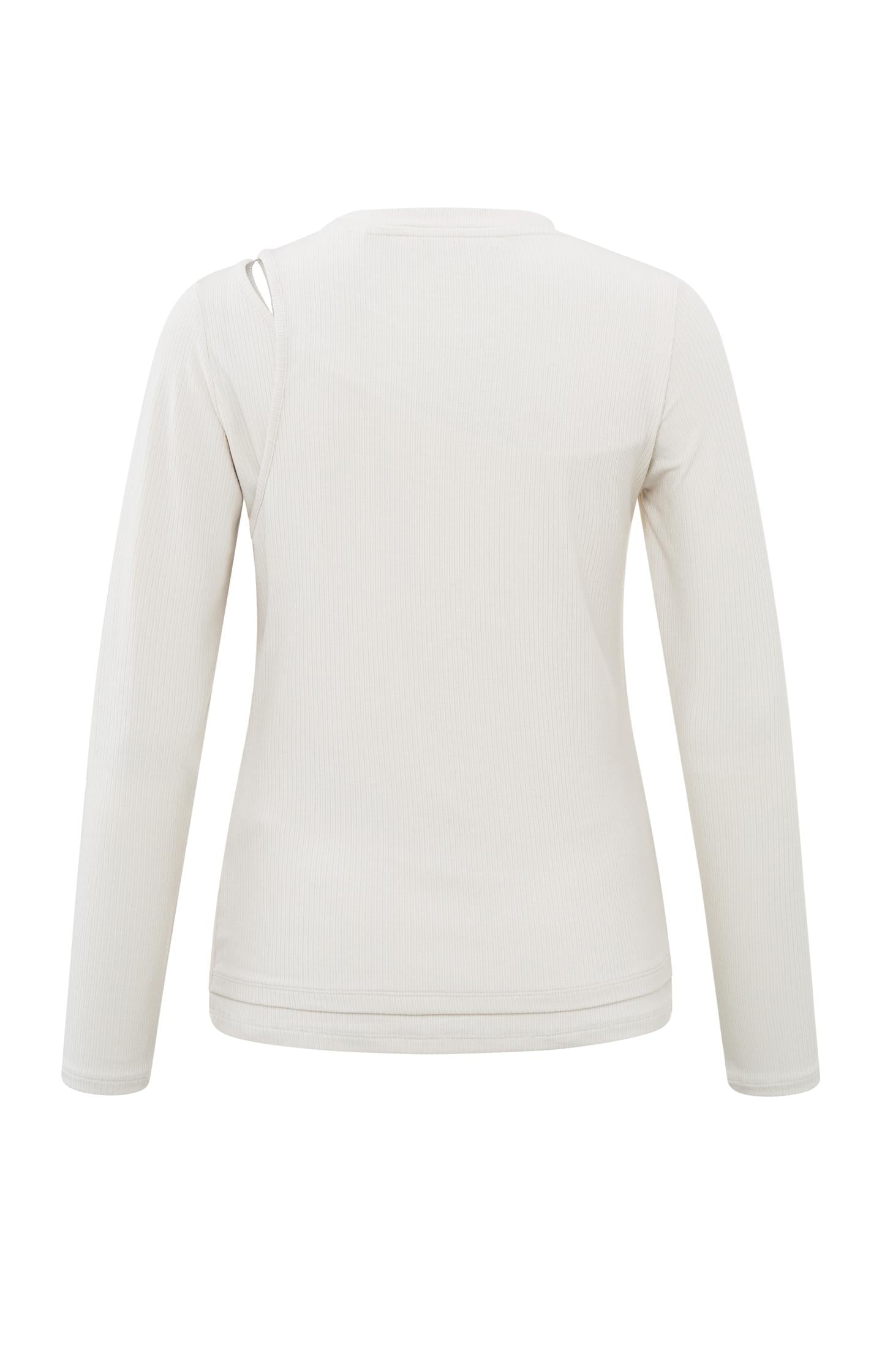 Long-sleeve top with round neck and double layer effect