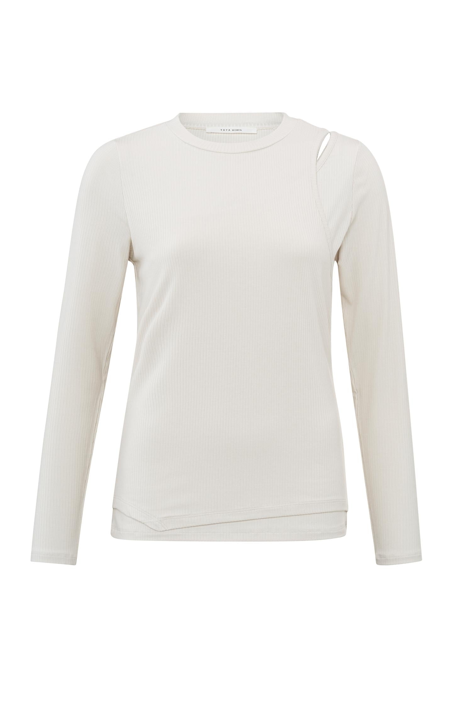 Long-sleeve top with round neck and double layer effect - Type: product