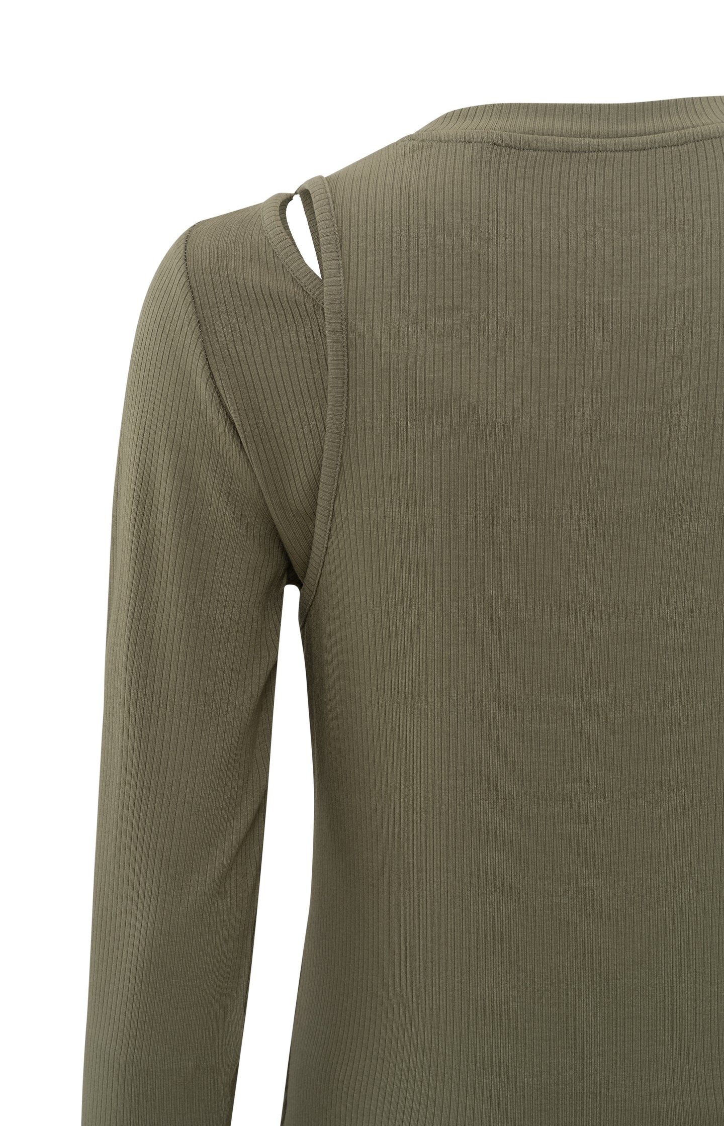 Long-sleeve top with round neck and double layer effect