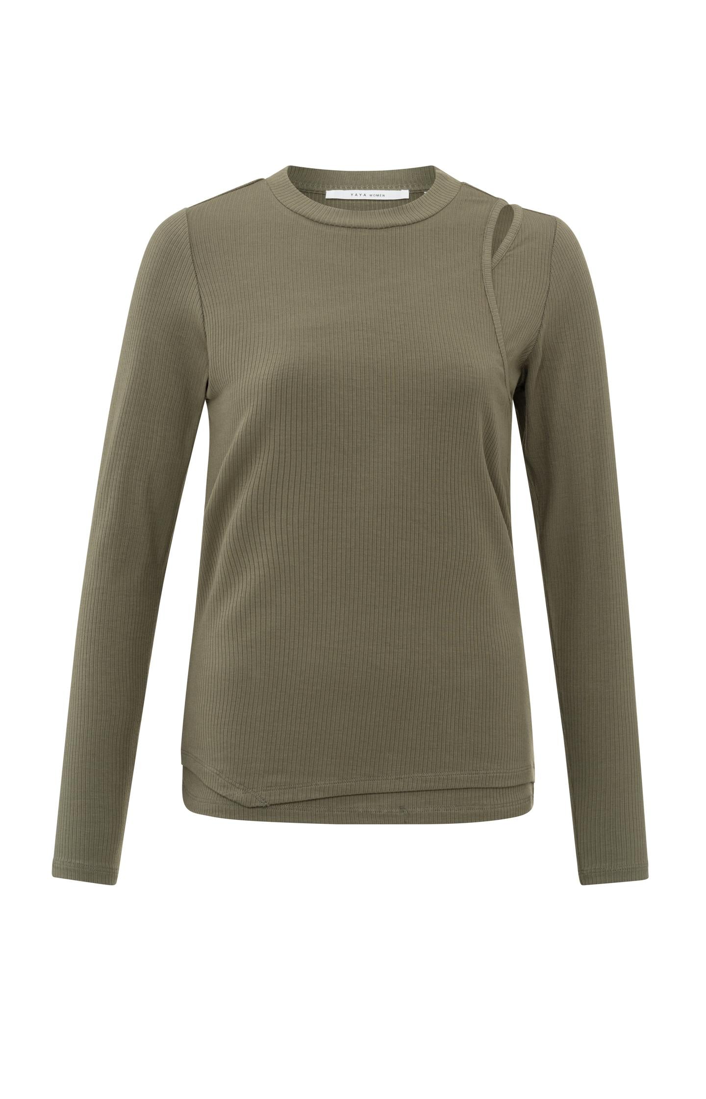 Long-sleeve top with round neck and double layer effect - Type: product