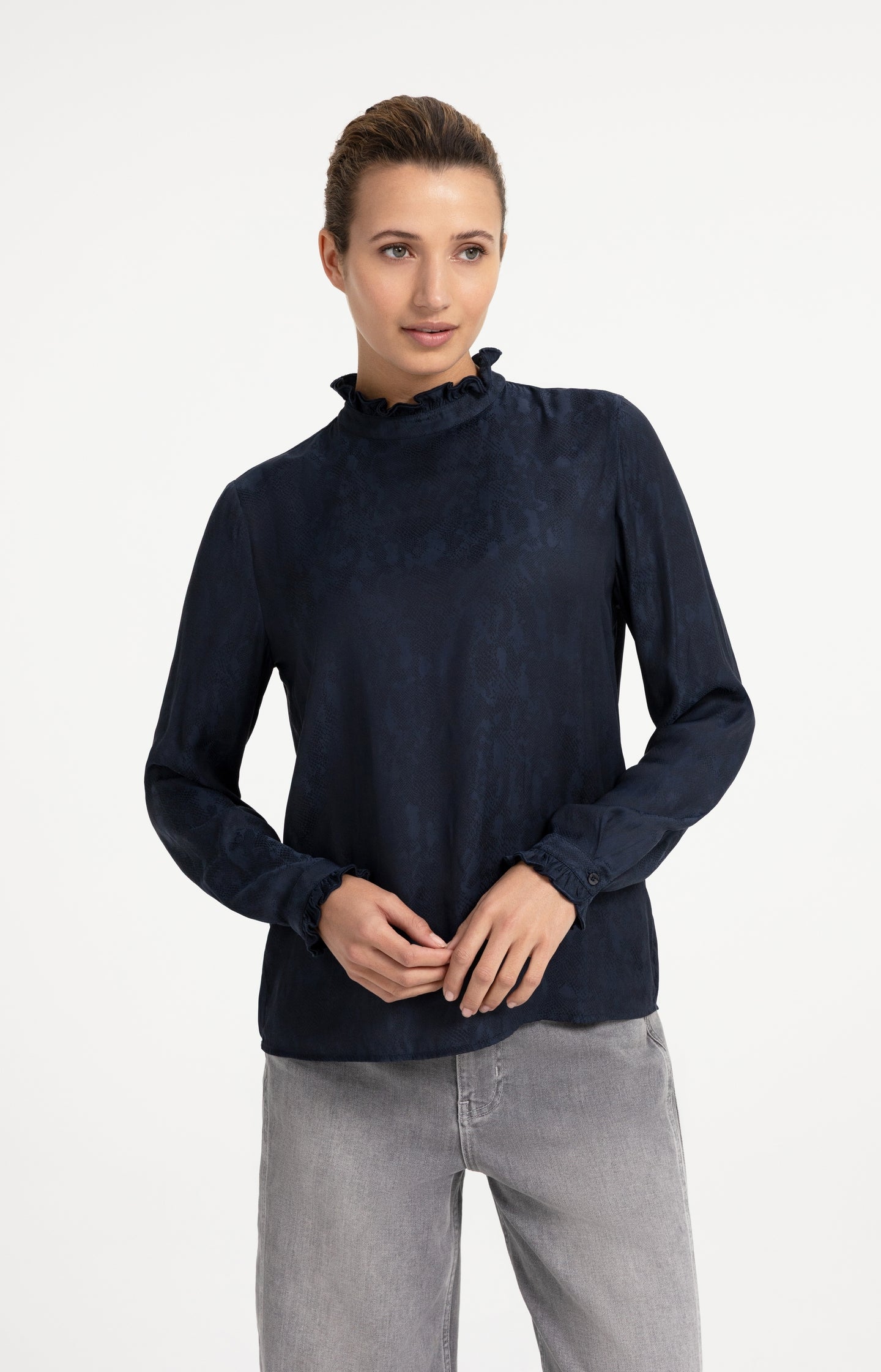 Long sleeve top with ruffle details