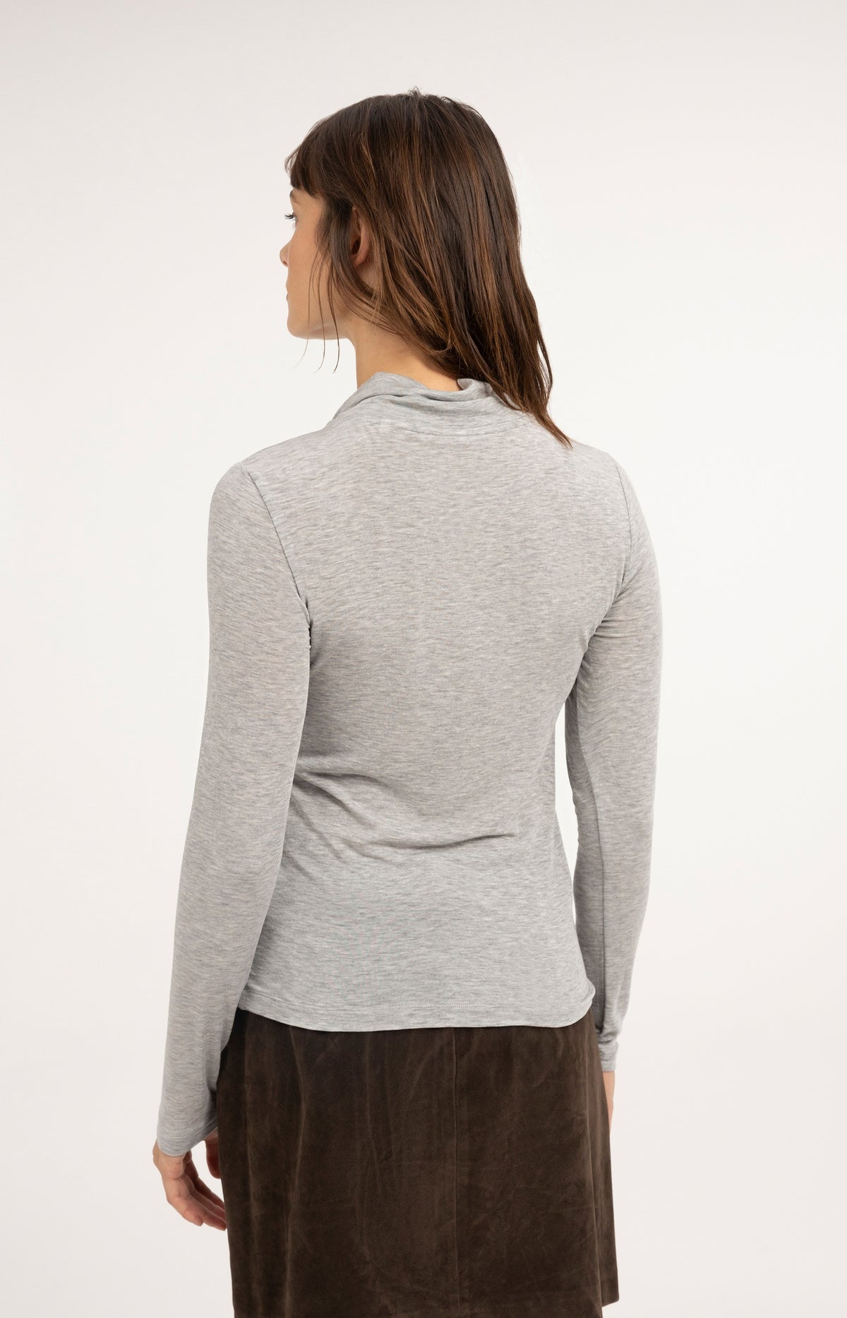 Long sleeve top with scarf collar - Illusions Gray Melange