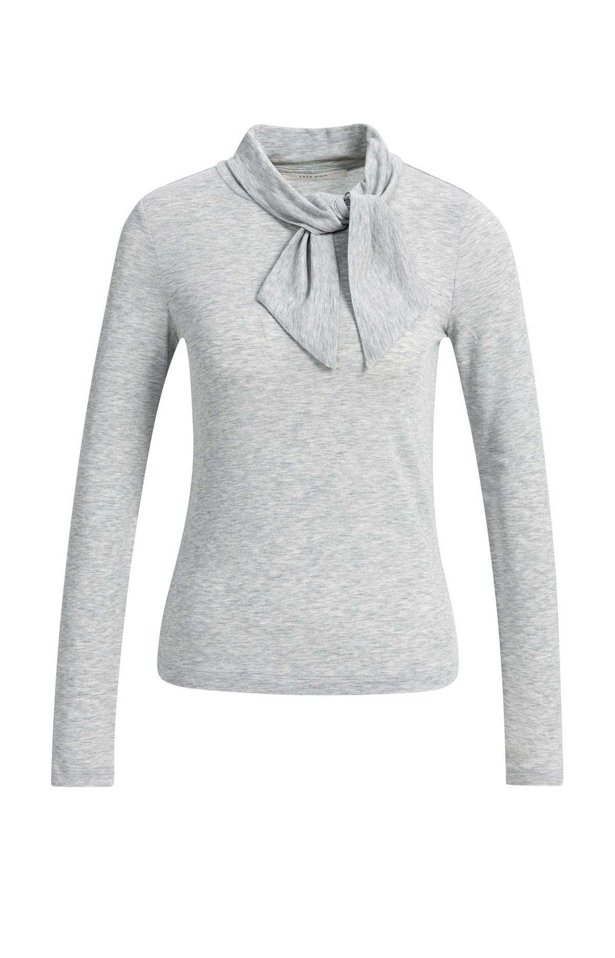 Long sleeve top with scarf collar - Illusions Gray Melange