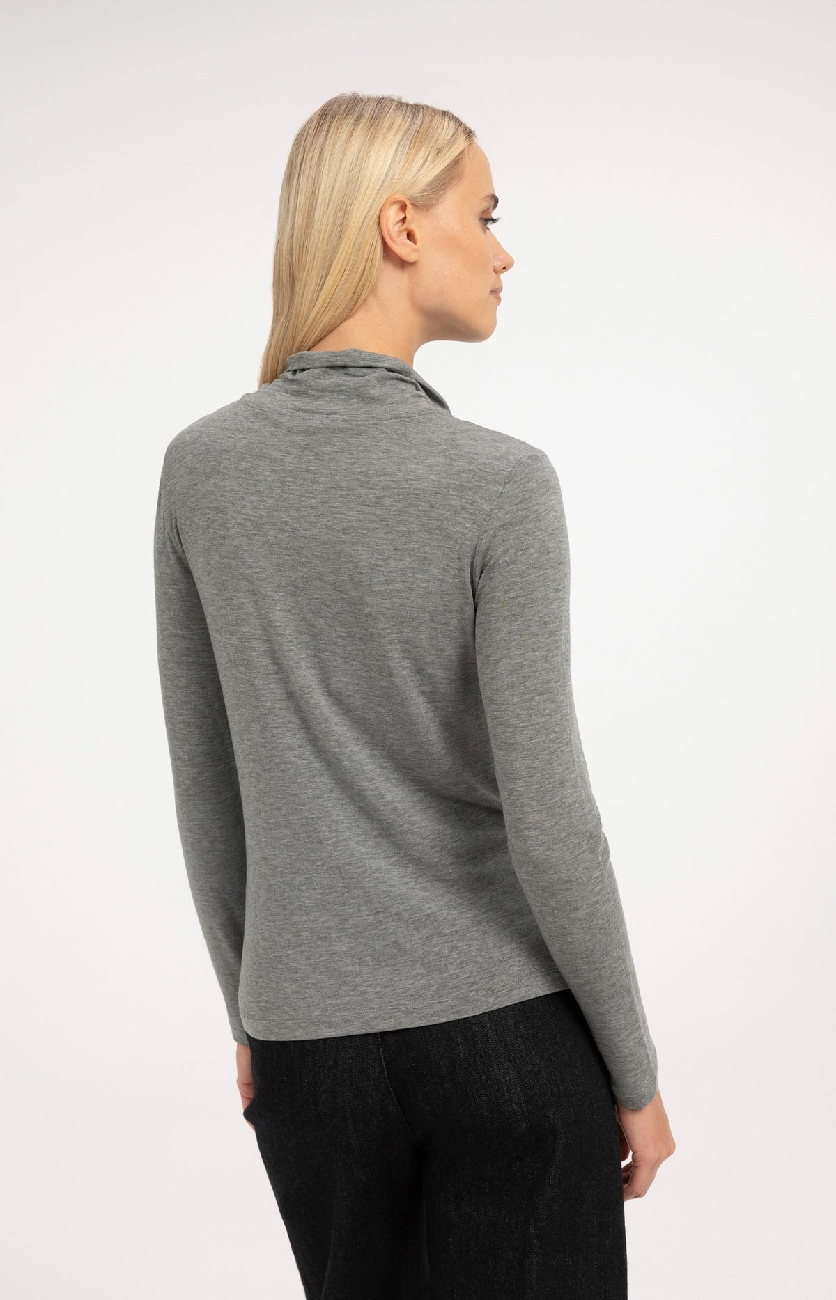 Long sleeve top with scarf collar - Soap Grey Melange