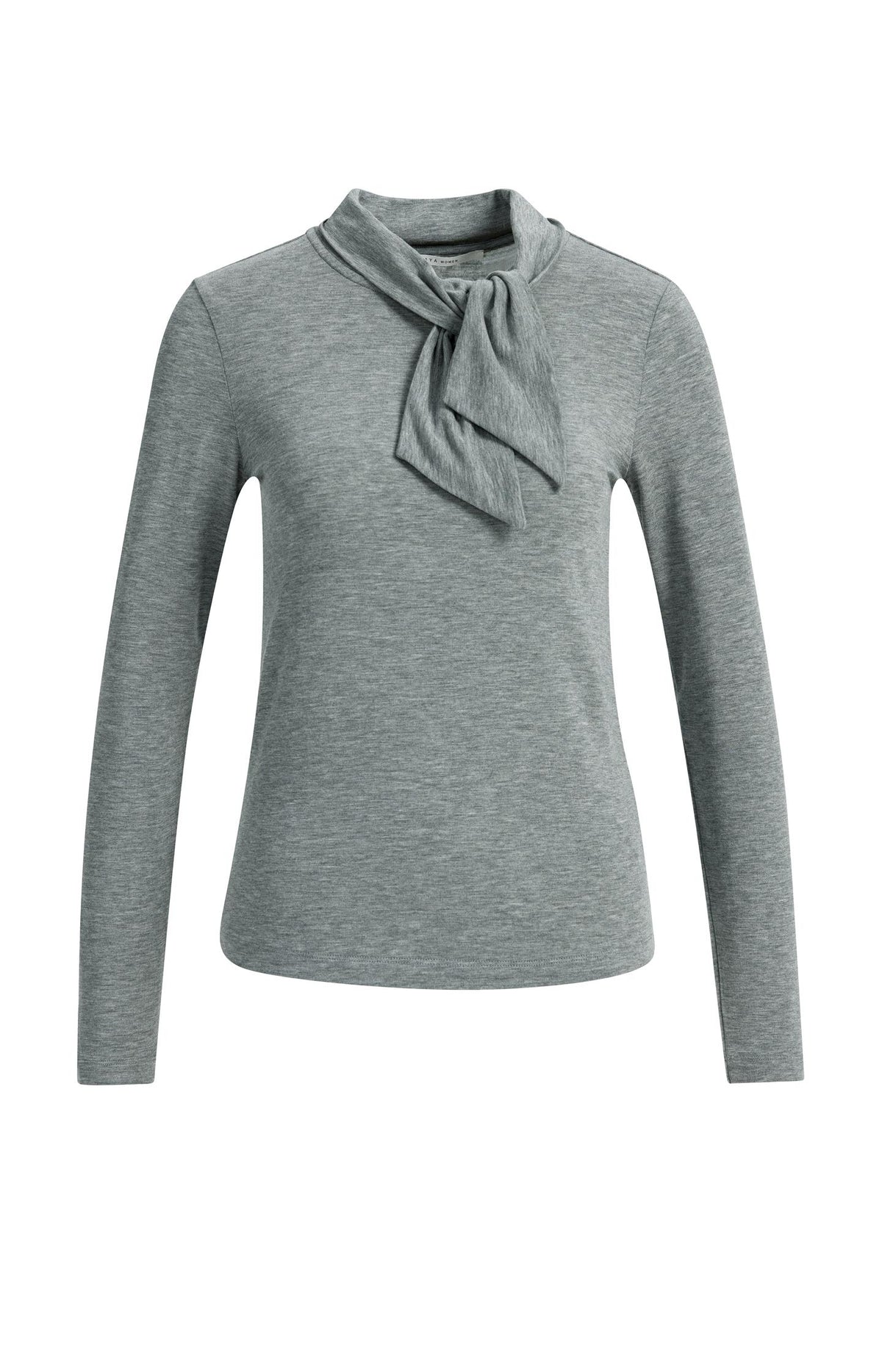 Long sleeve top with scarf collar - Illusions Gray Melange