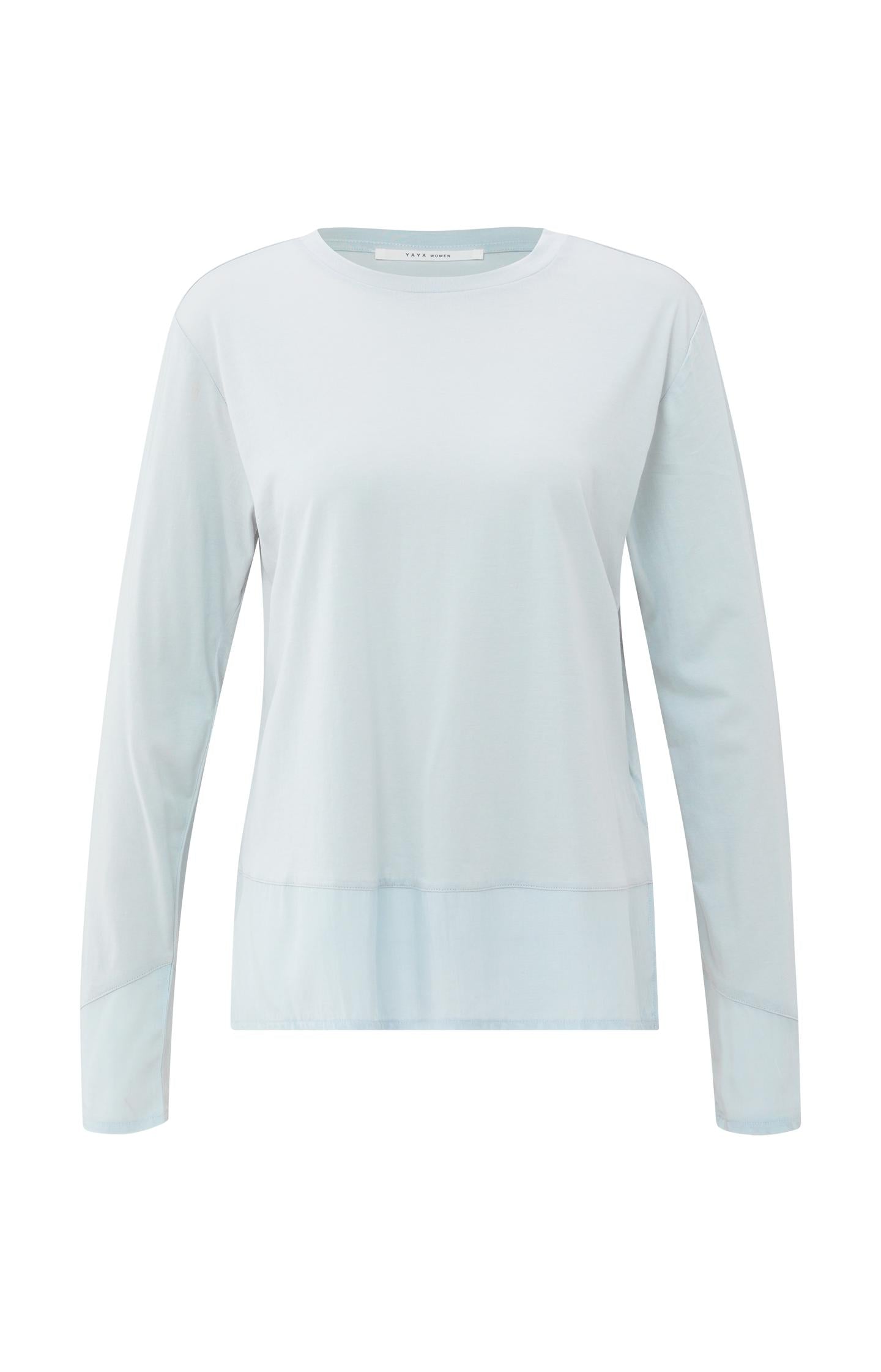 Long sleeve top with woven hem and cuff details - Type: product