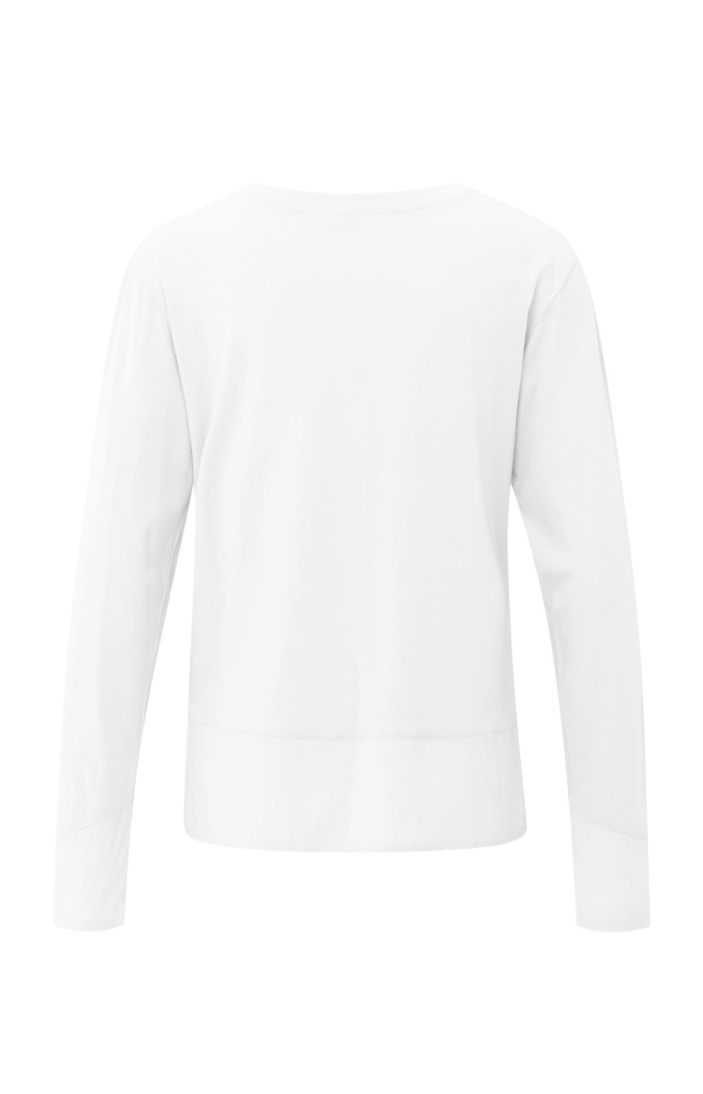 Long sleeve top with woven hem and cuff details
