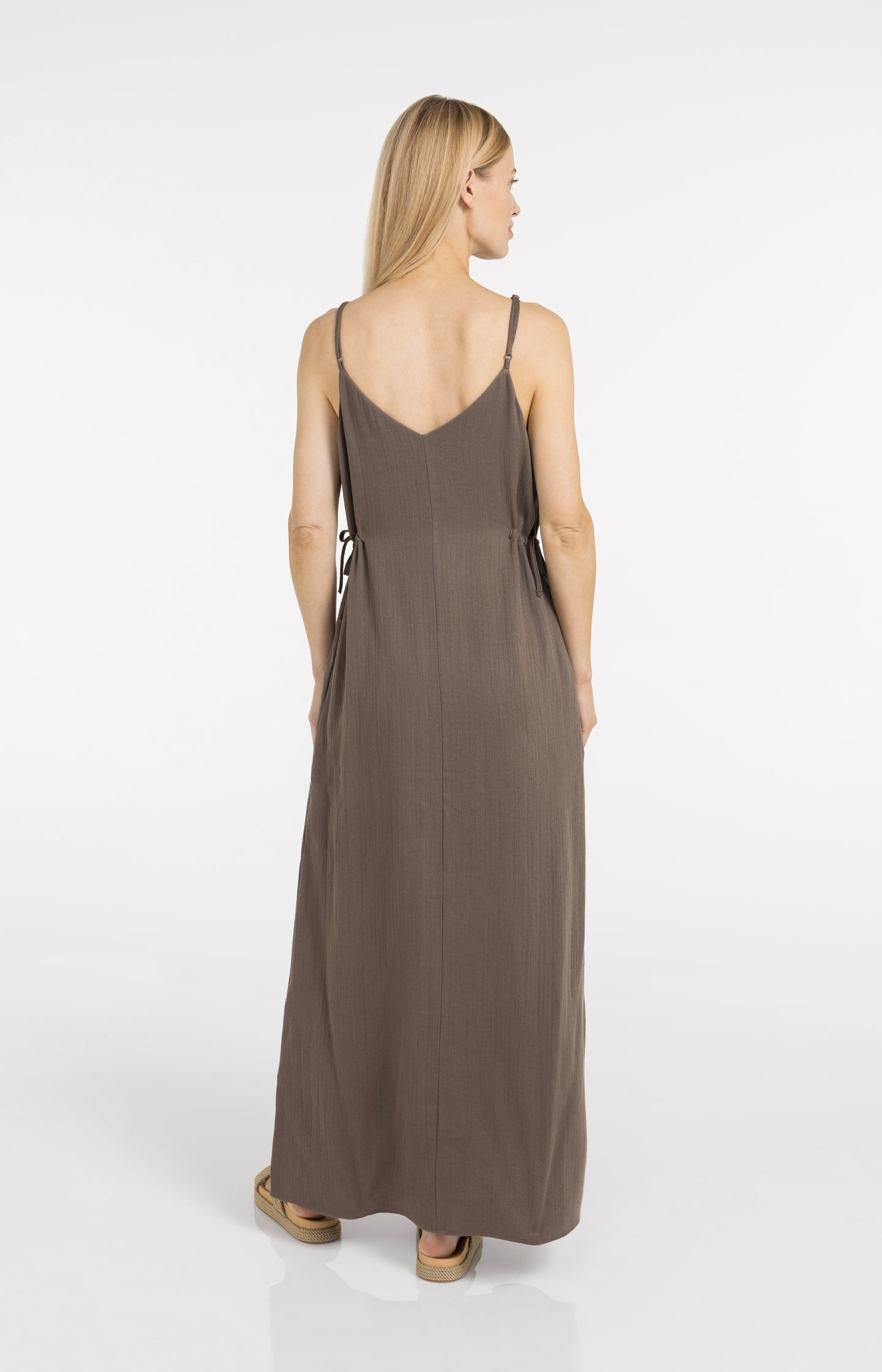 Long strappy dress with drawstrings