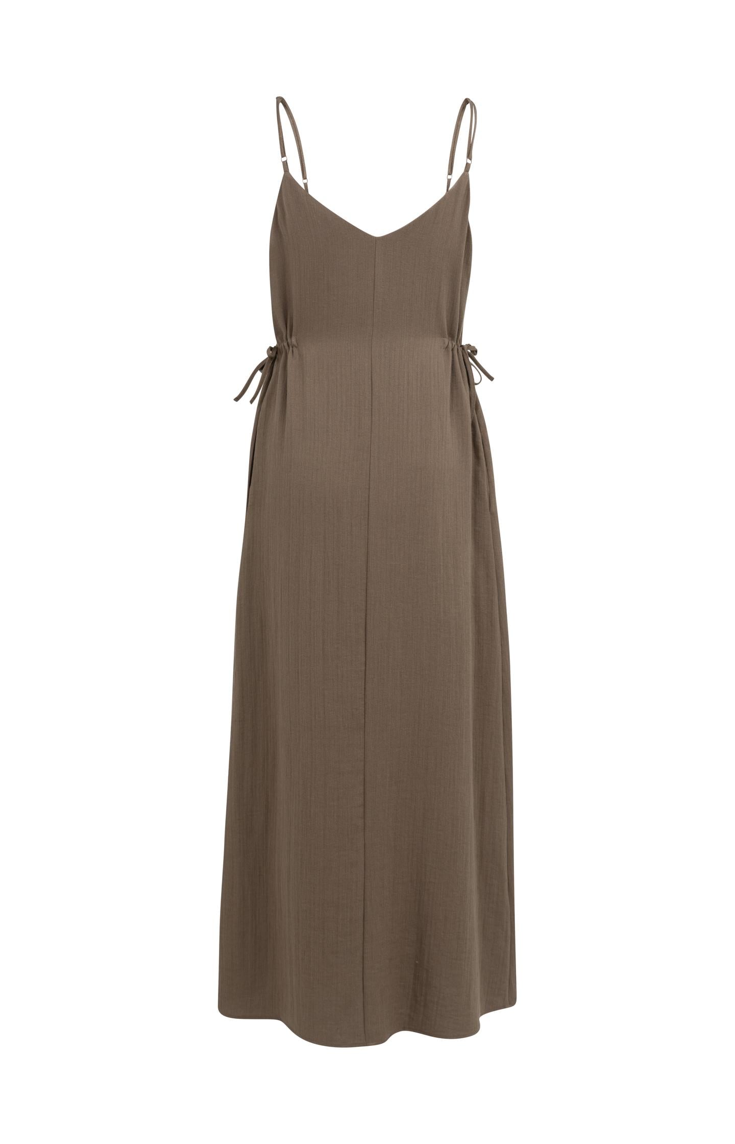 Long strappy dress with drawstrings