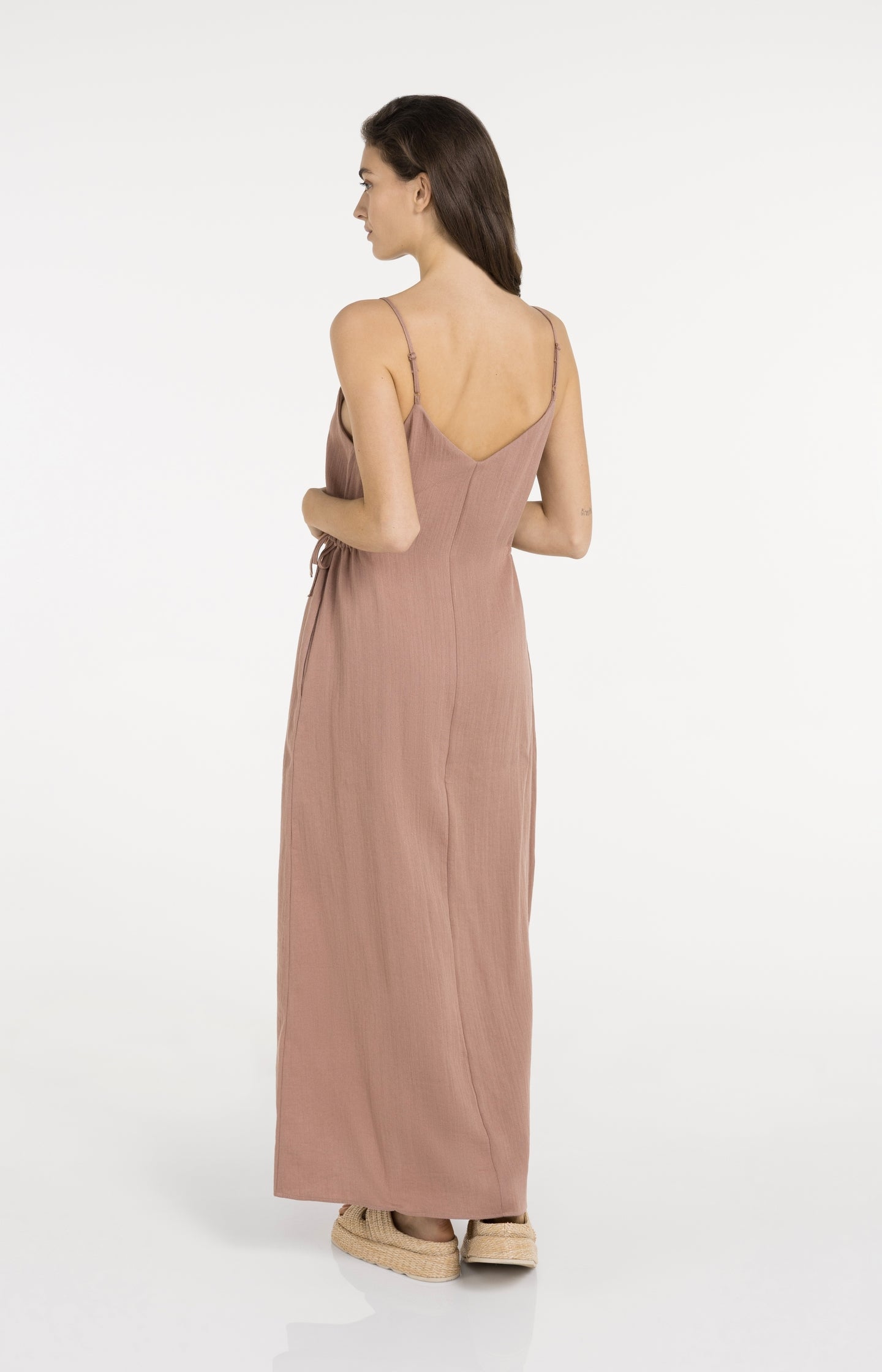 Long strappy dress with drawstrings