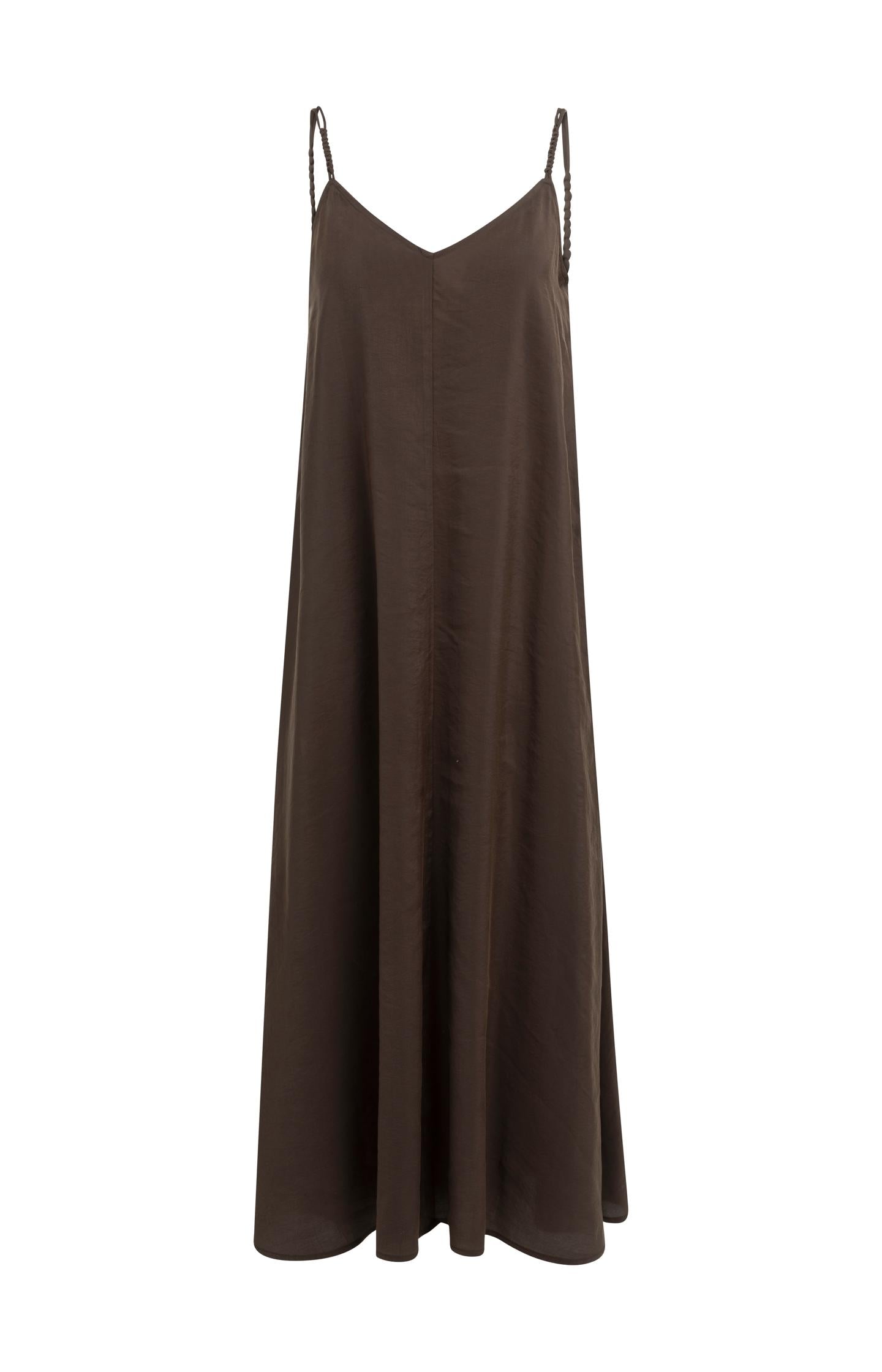 Langes Trägerkleid mit V-Ausschnitt