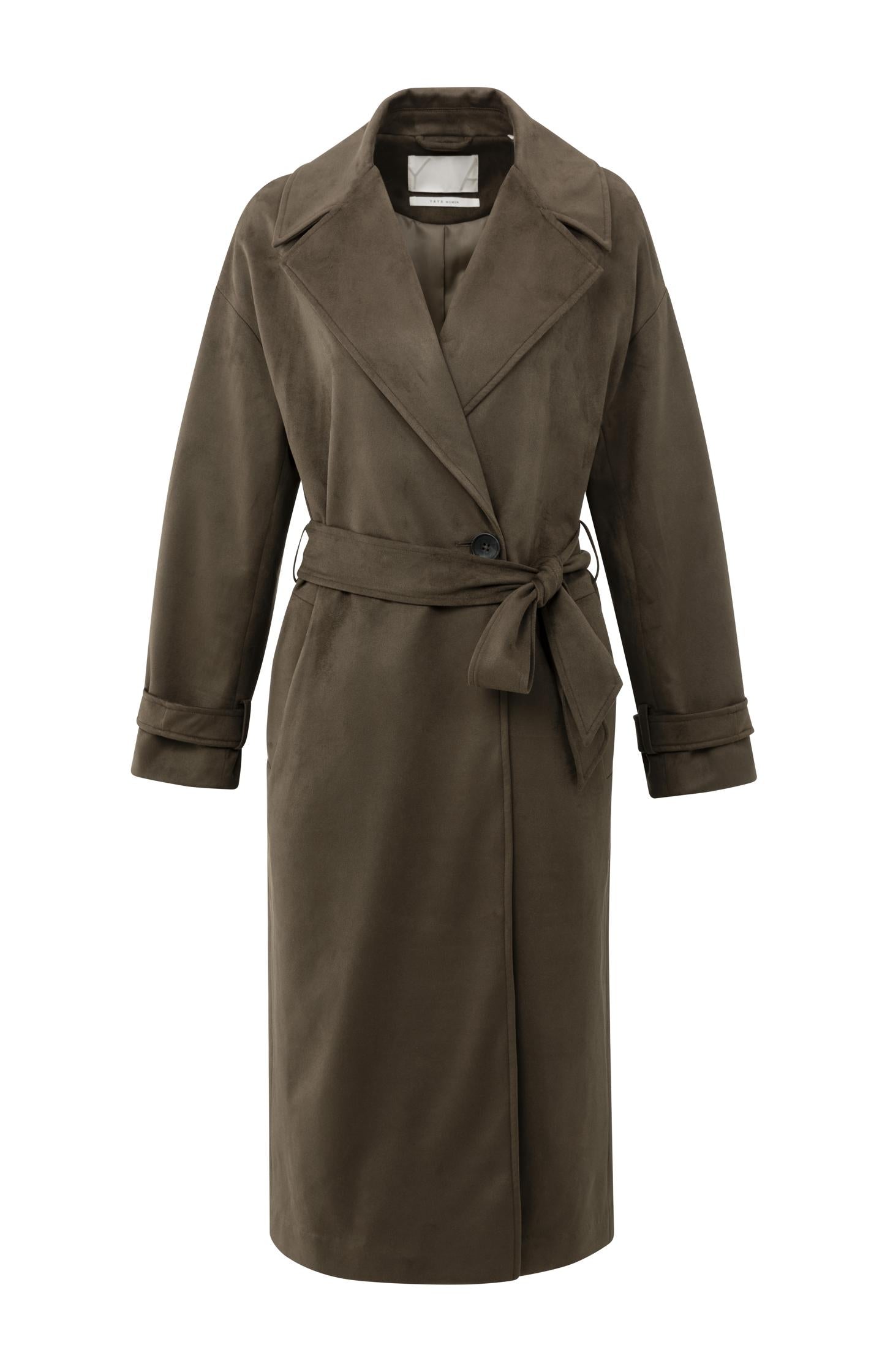 Long suedine coat with belt - Type: product