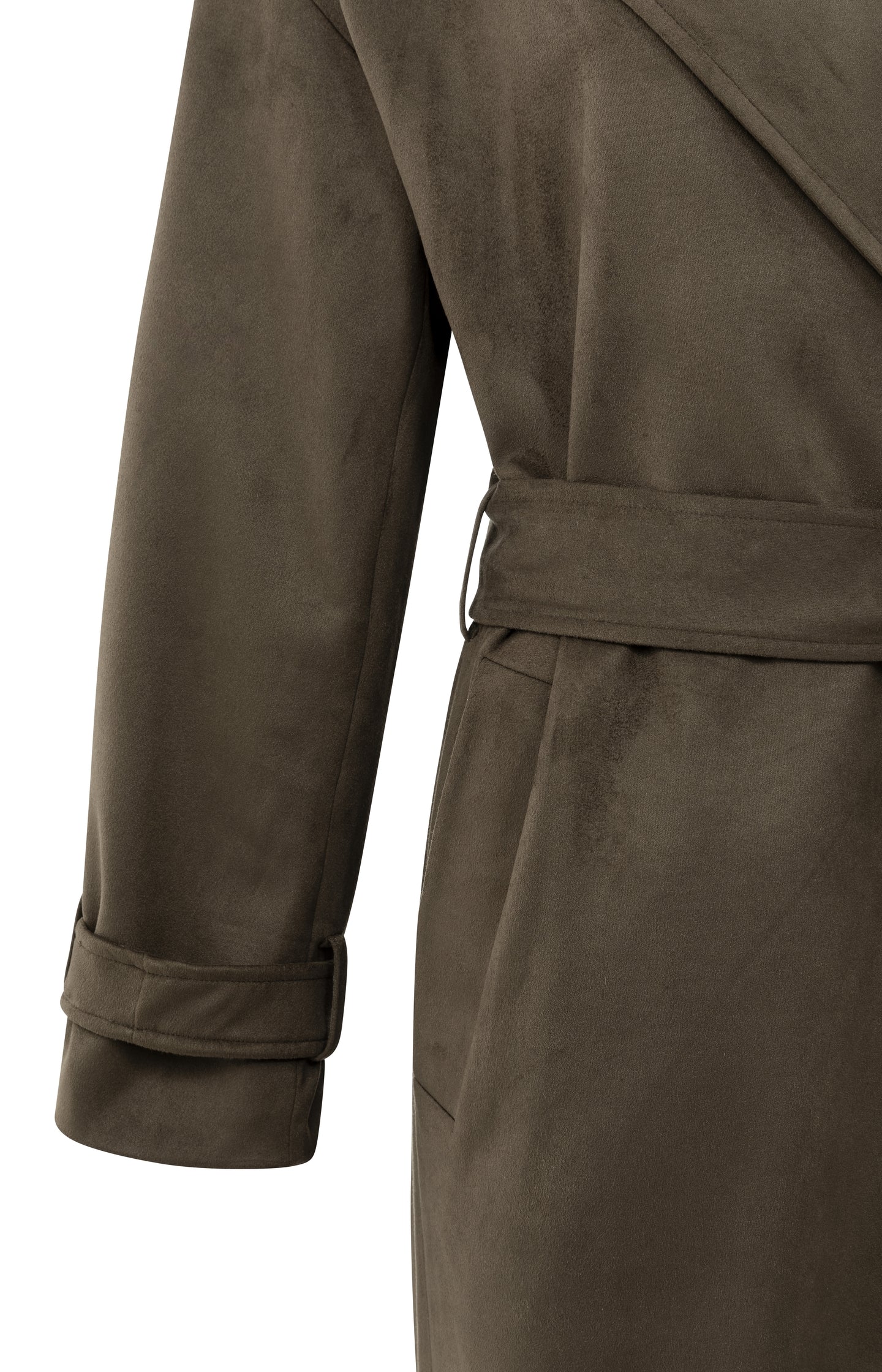 Long suedine coat with belt