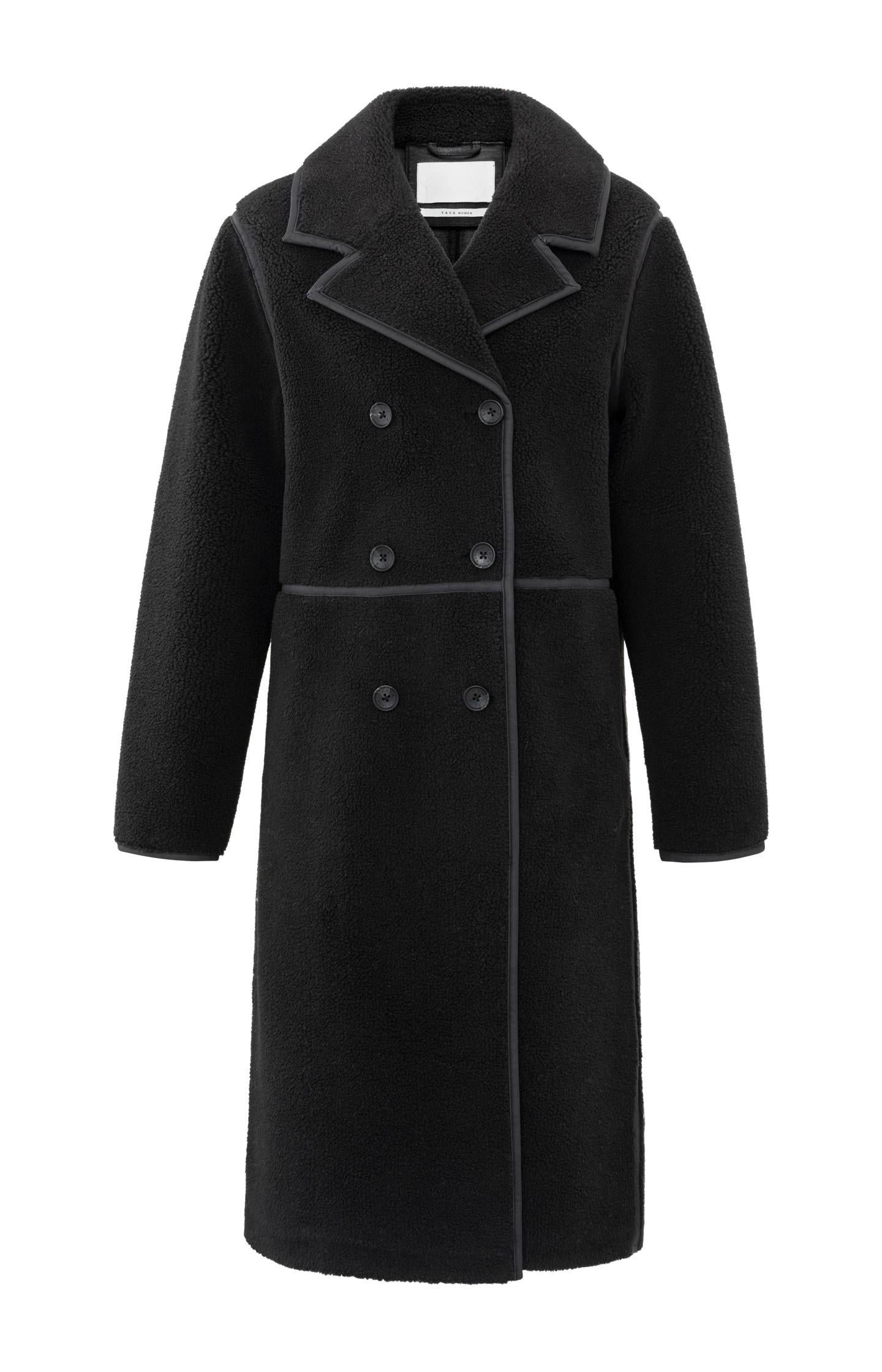 Long teddy coat with double-breasted buttons and collar - Type: product