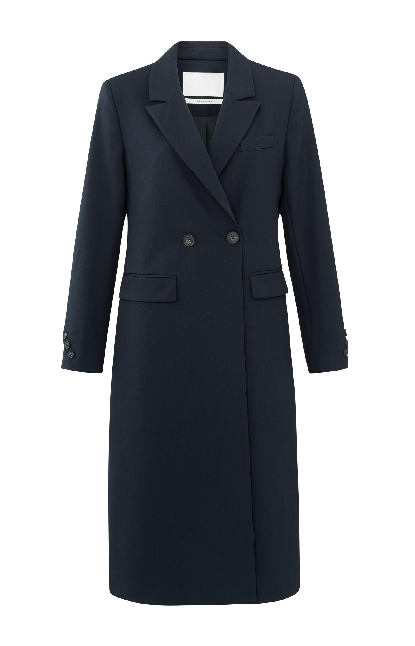 Long woven blazer coat with belt