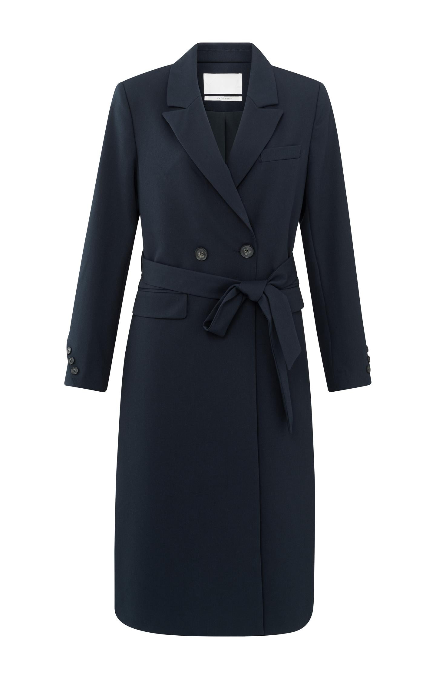 Long woven blazer coat with belt - Type: product