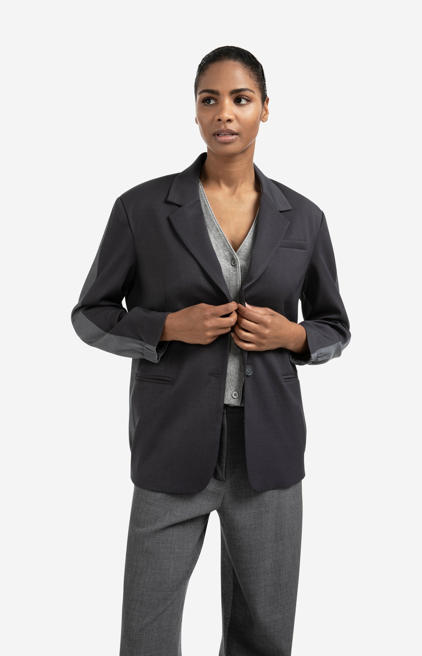 Loose fit blazer with bomber details