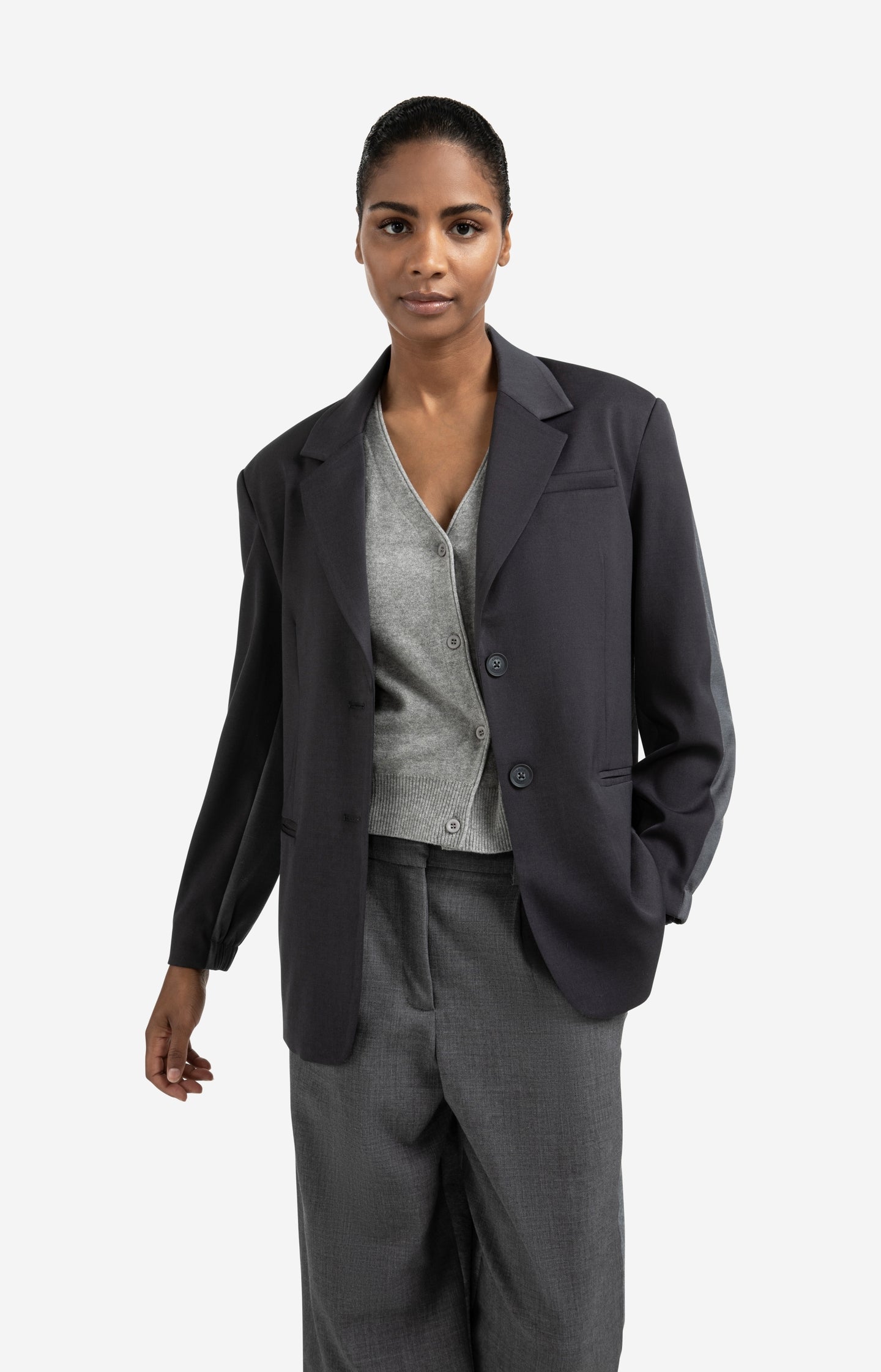 Loose fit blazer with bomber details