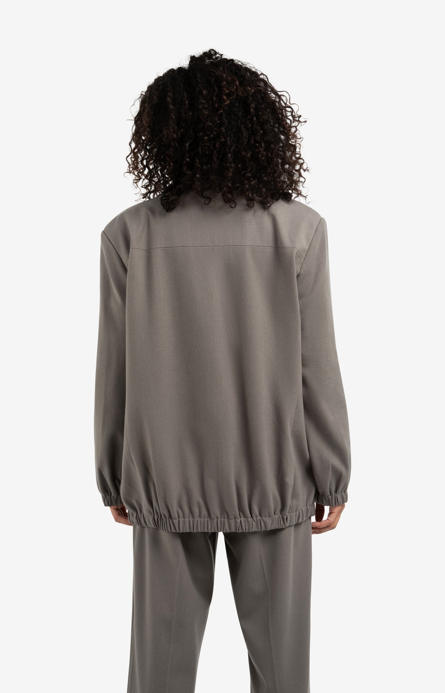 Loose-fit blazer with elastic hem and long sleeves