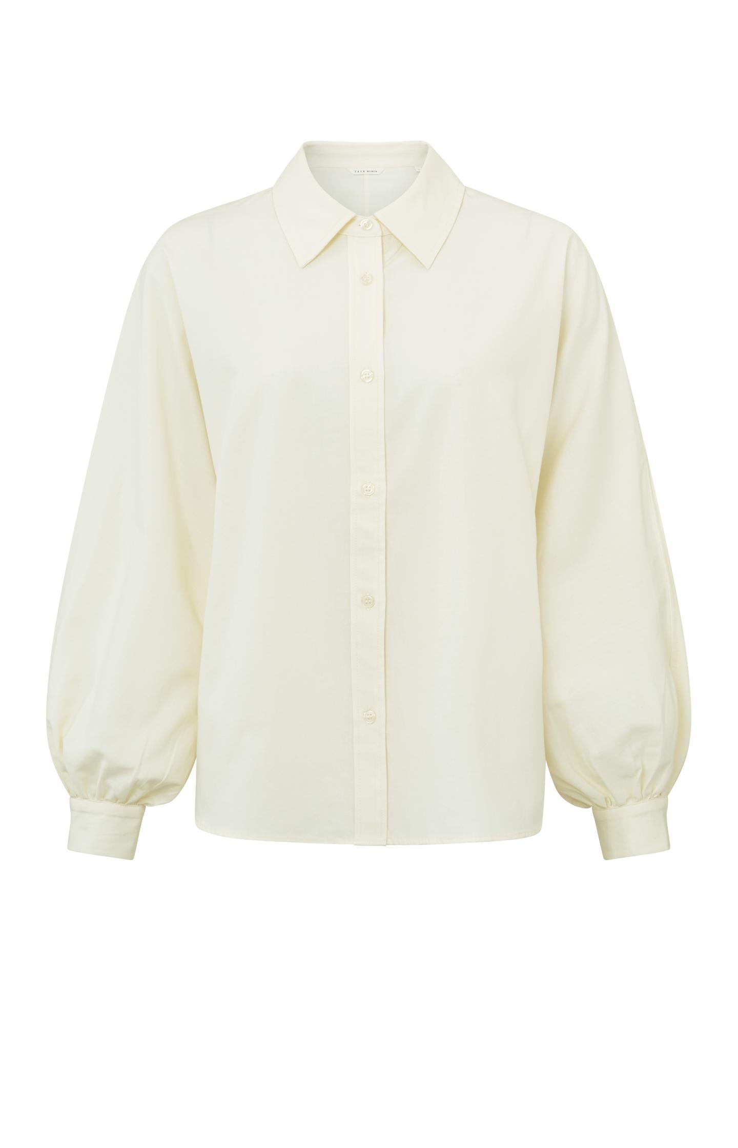 Loose fit blouse with collar and long balloon sleeves - Type: product