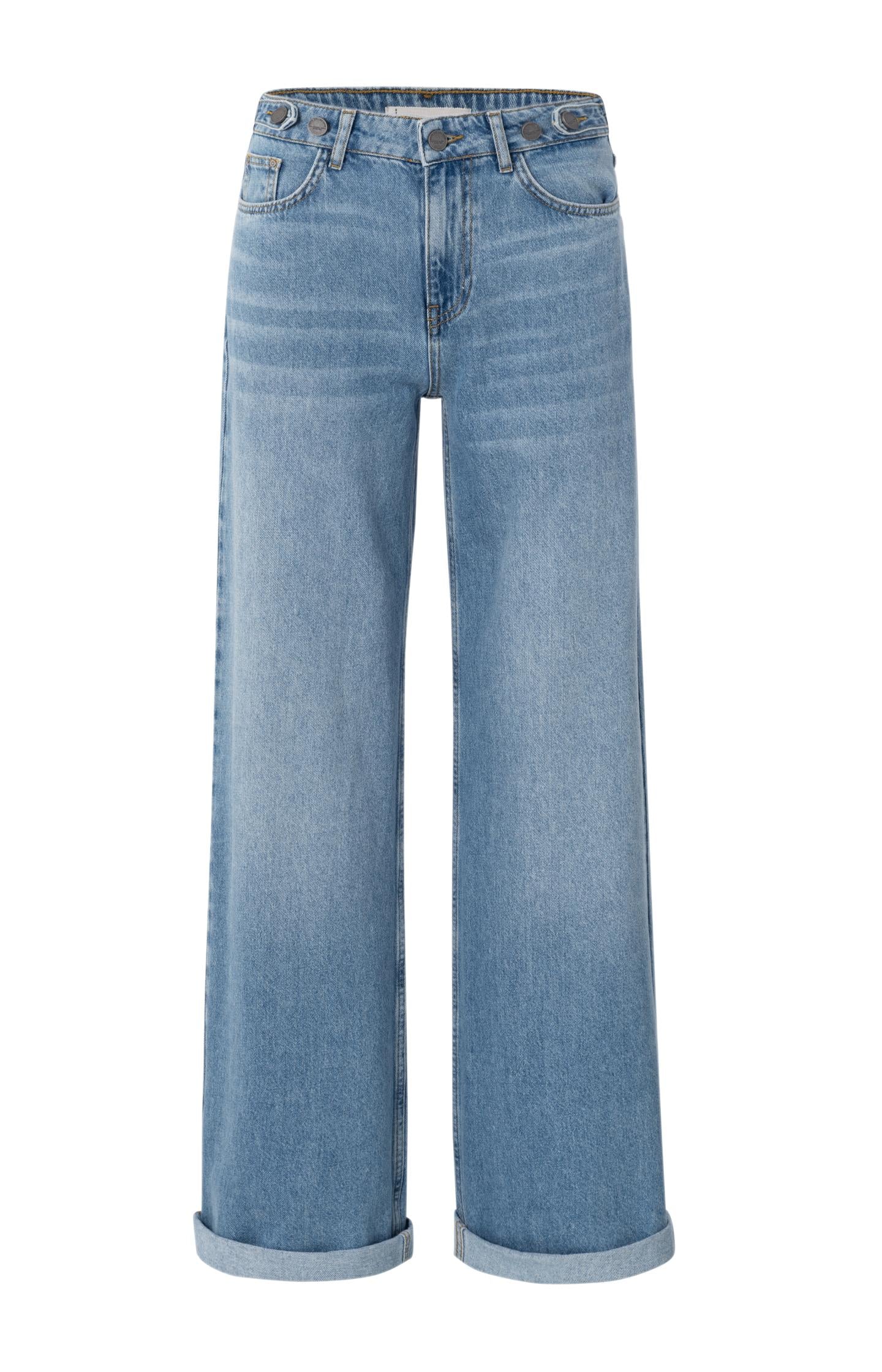 Loose fit denim with wide legs and turned-up hem - Type: product